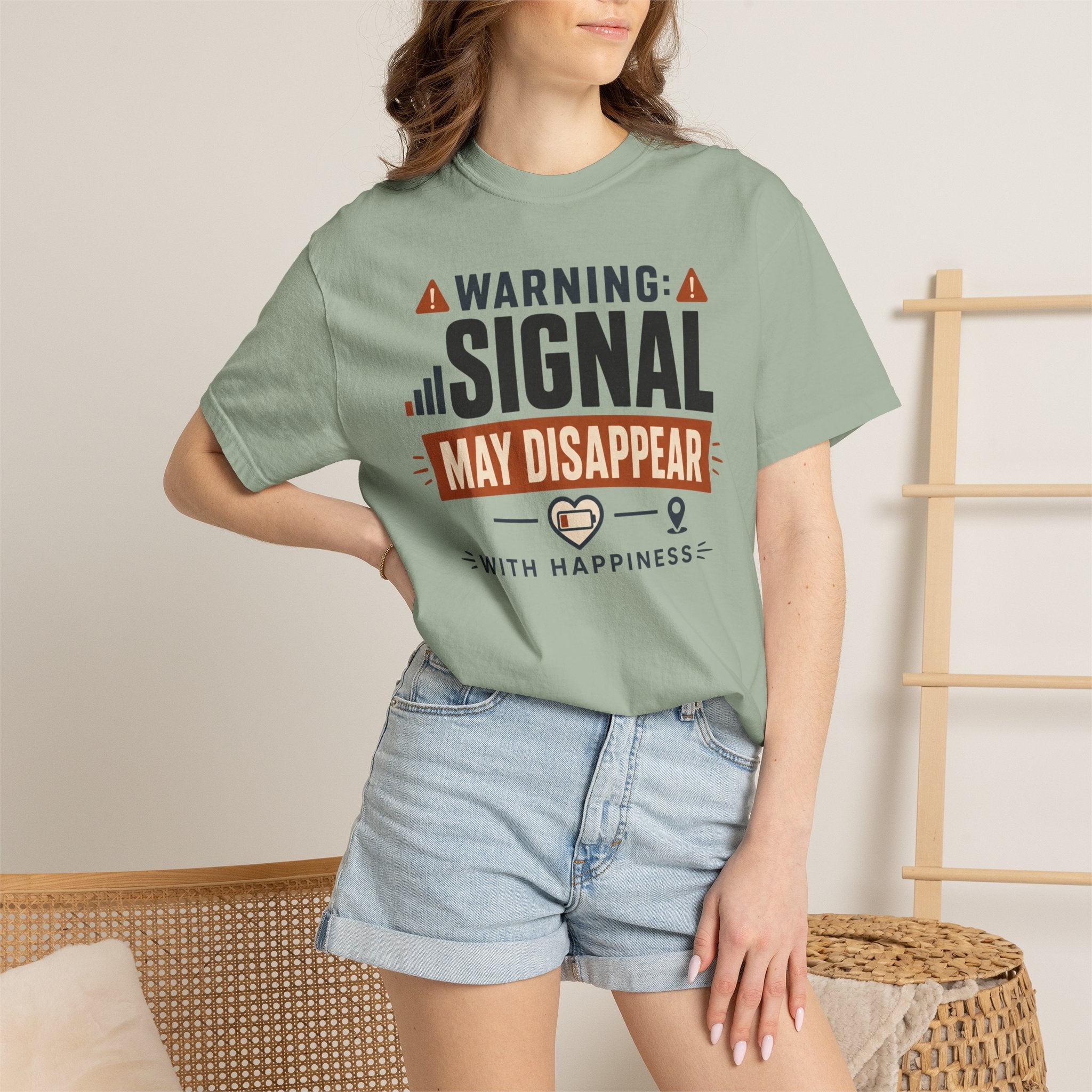 Warning Signal May Disappear With Happiness - T-Shirt