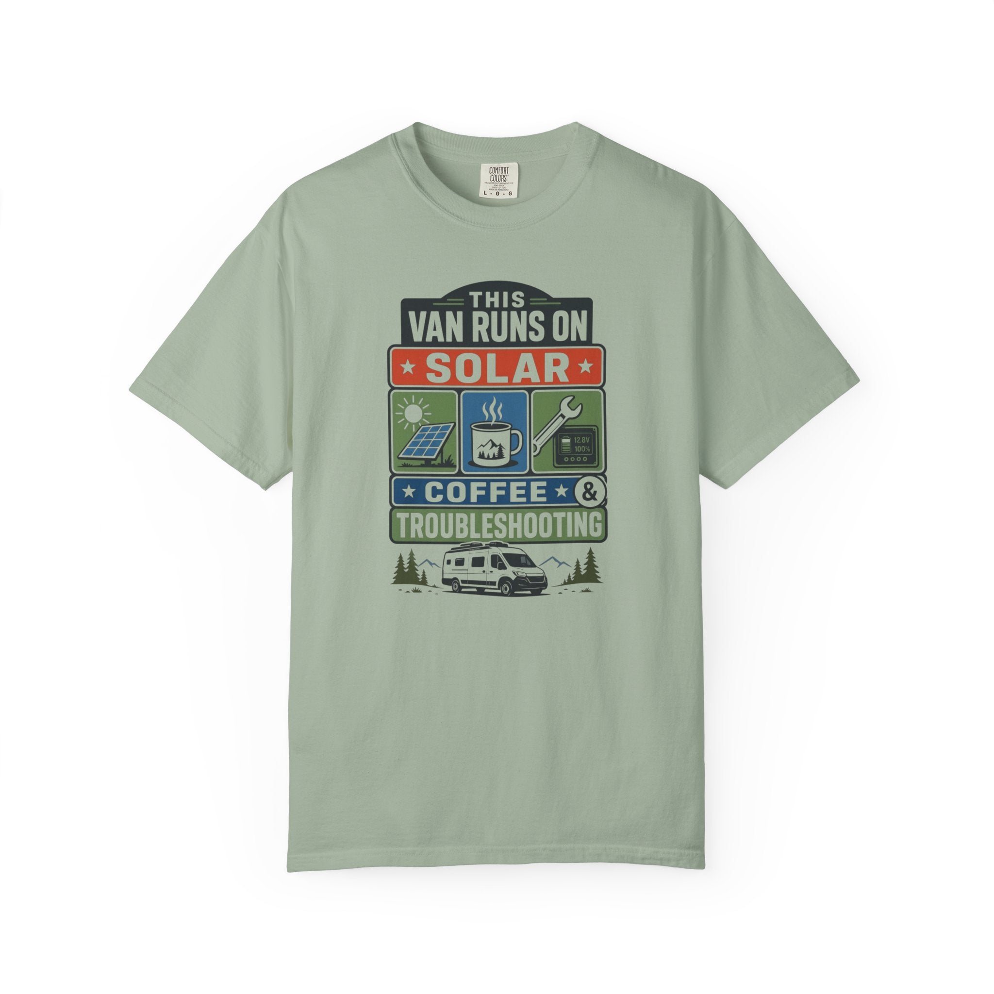 This Van Runs On Solar Coffee And Troubleshooting - T-Shirt
