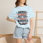 America Looks Better Through A Windshield - T-Shirt