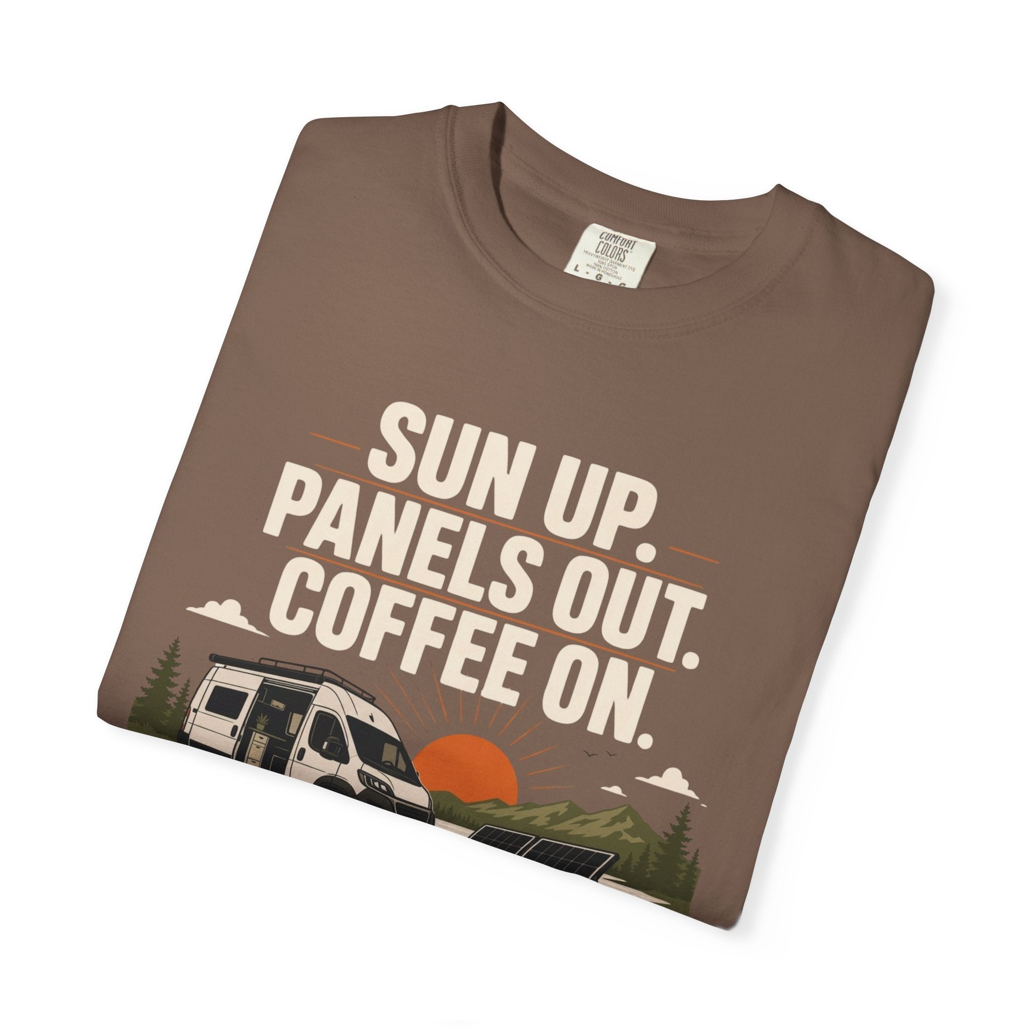 Sun Up Panels Out Coffee On - T-Shirt