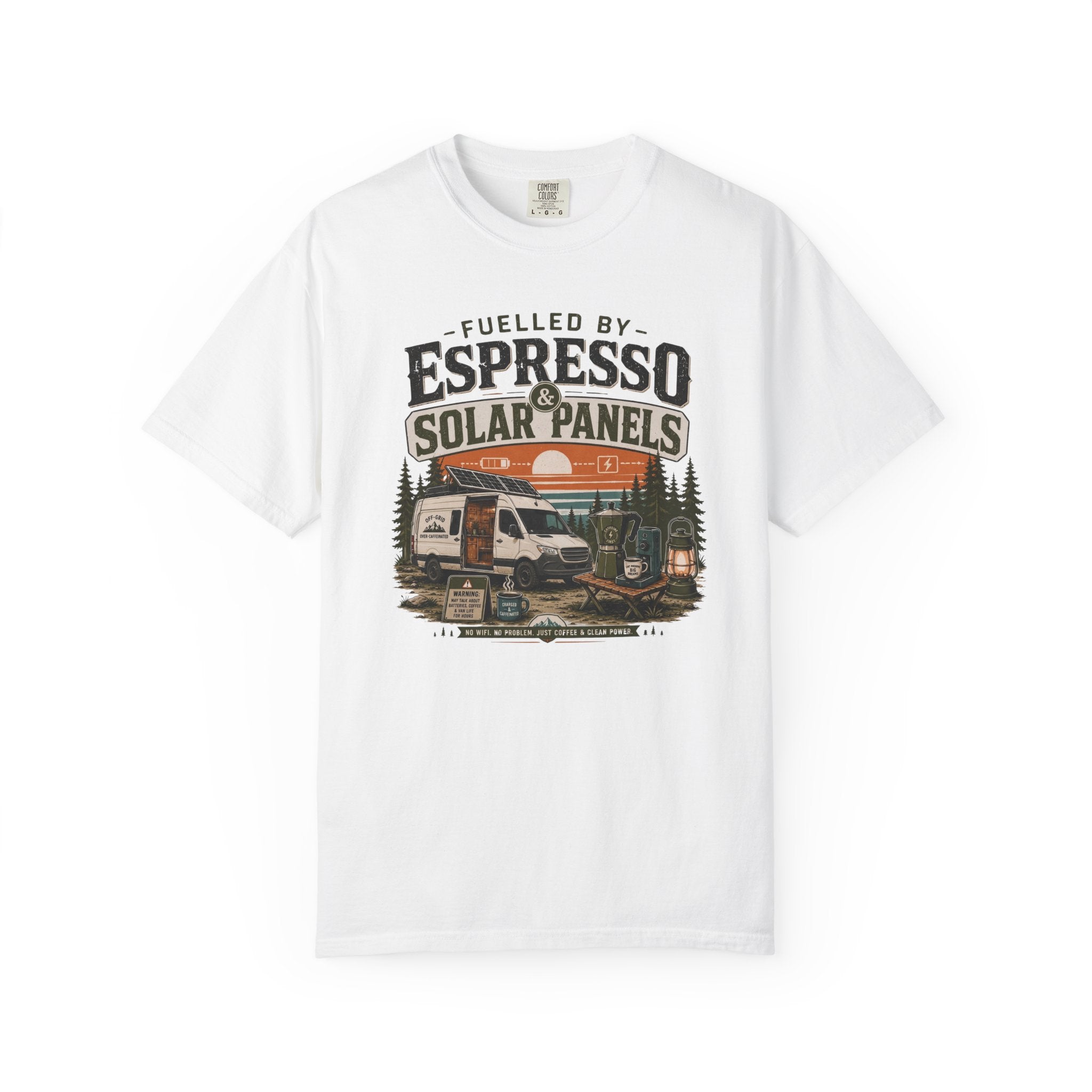Fuelled By Espresso and Solar Panels - T-Shirt