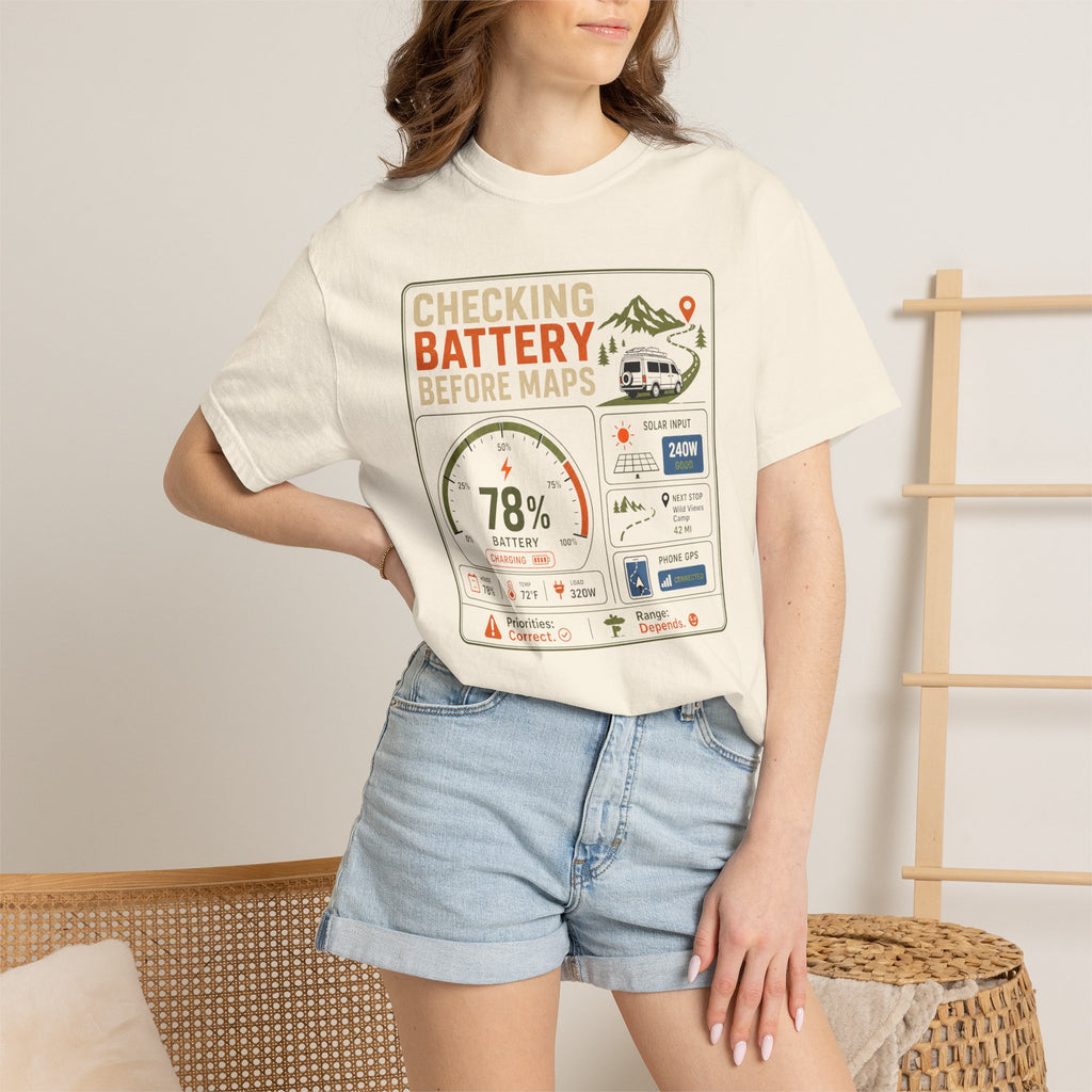 Checking Battery Before Maps - T-Shirt