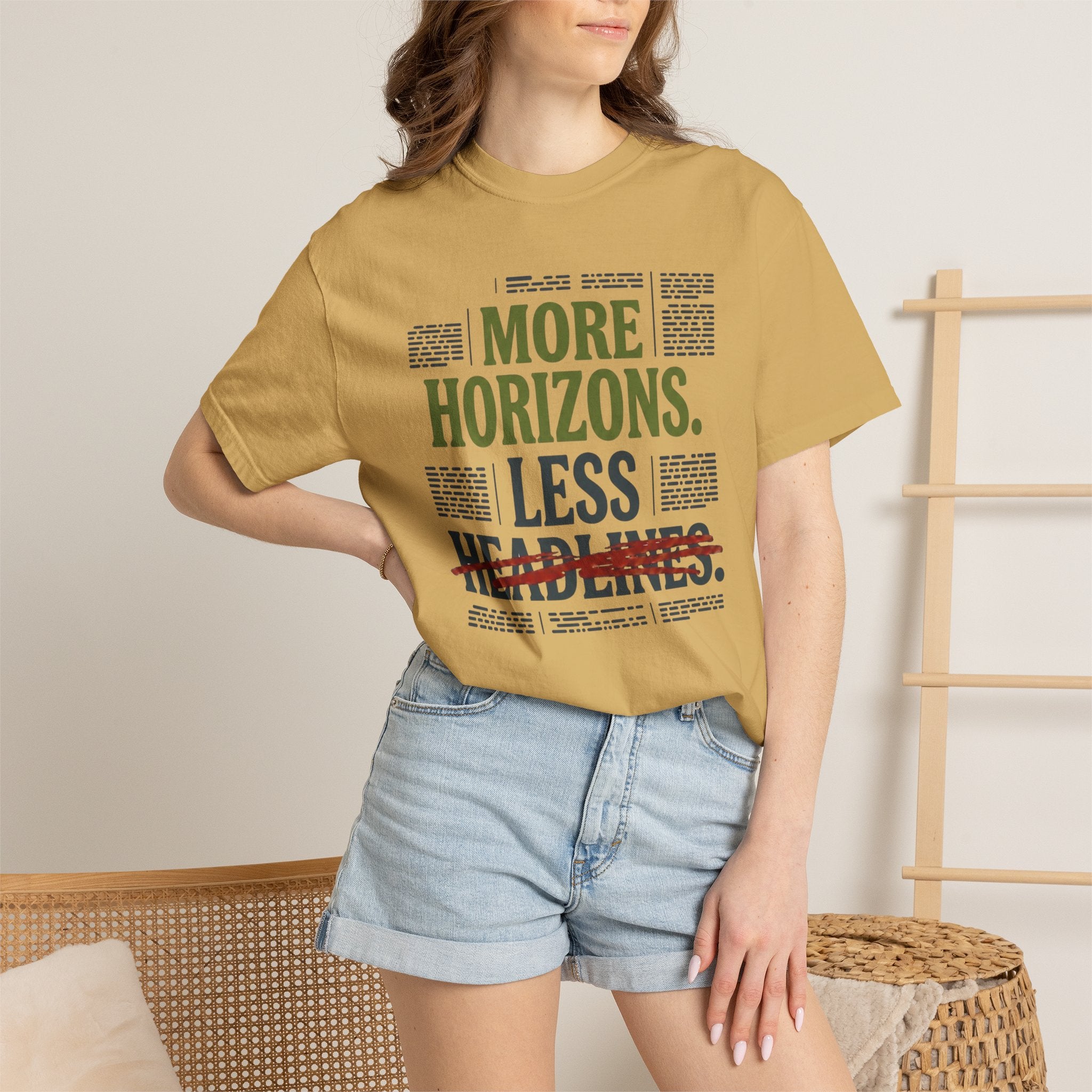 More Horizons Less Headlines - T-Shirt