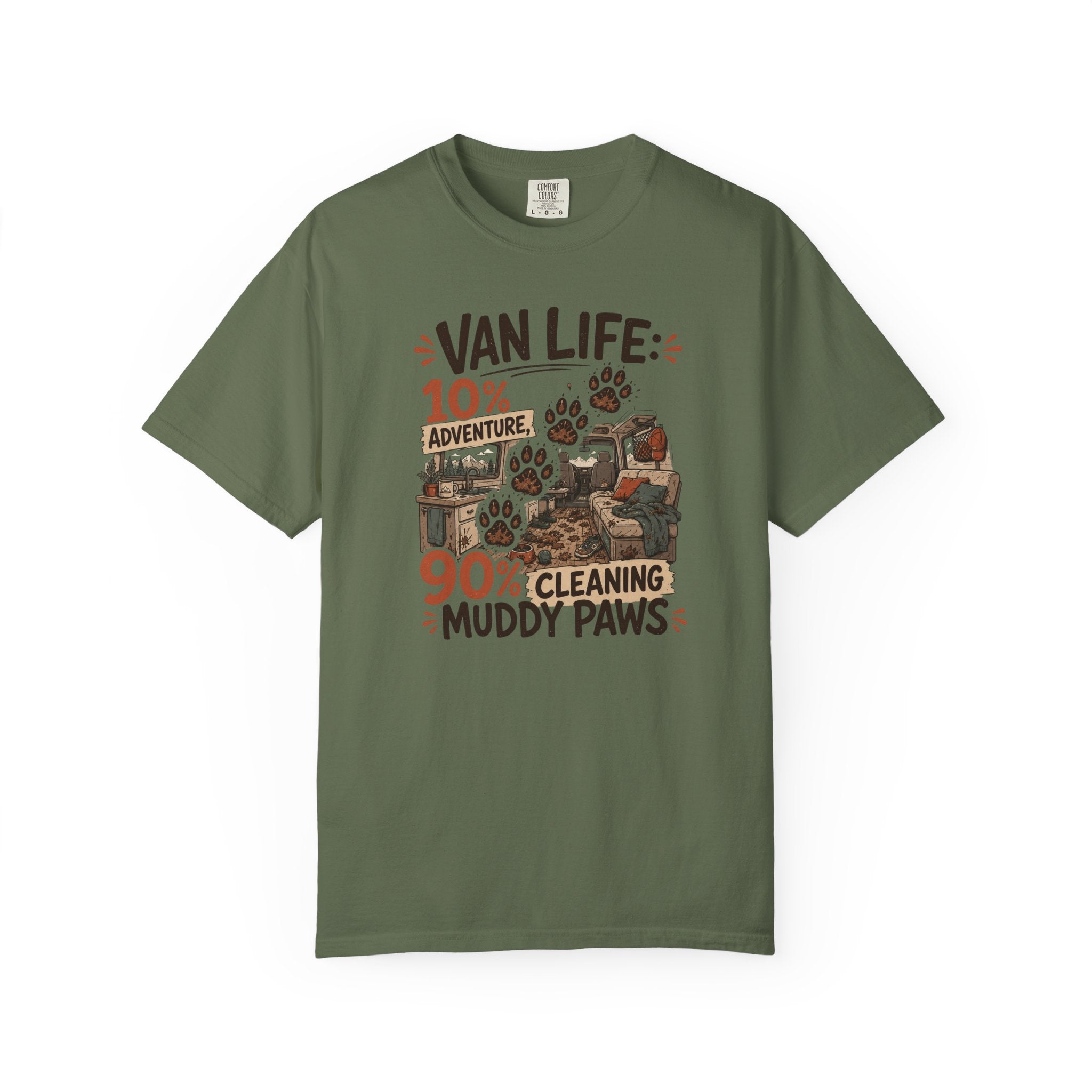 Van Life 10 Adventure 90 Cleaning Muddy Paws - T-Shirt