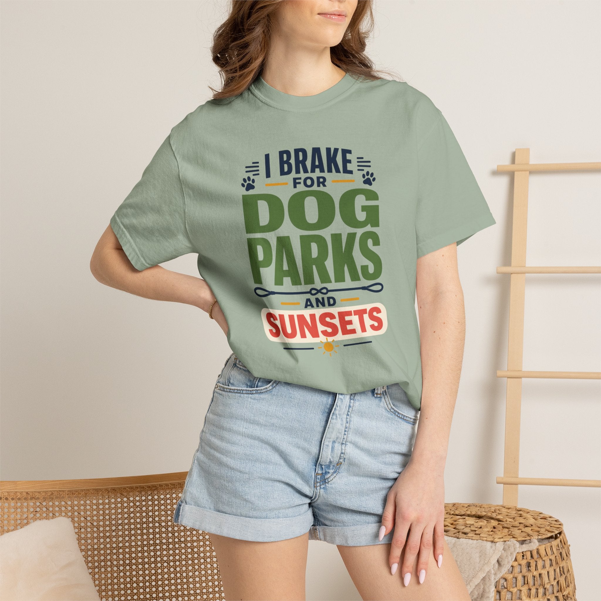 I Brake For Dog Parks And Sunsets - T-Shirt