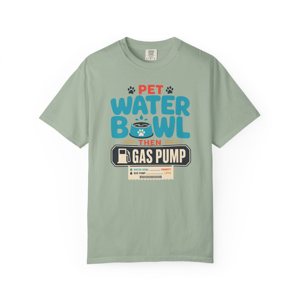 Pet Water Bowl Then Gas Pump - T-Shirt