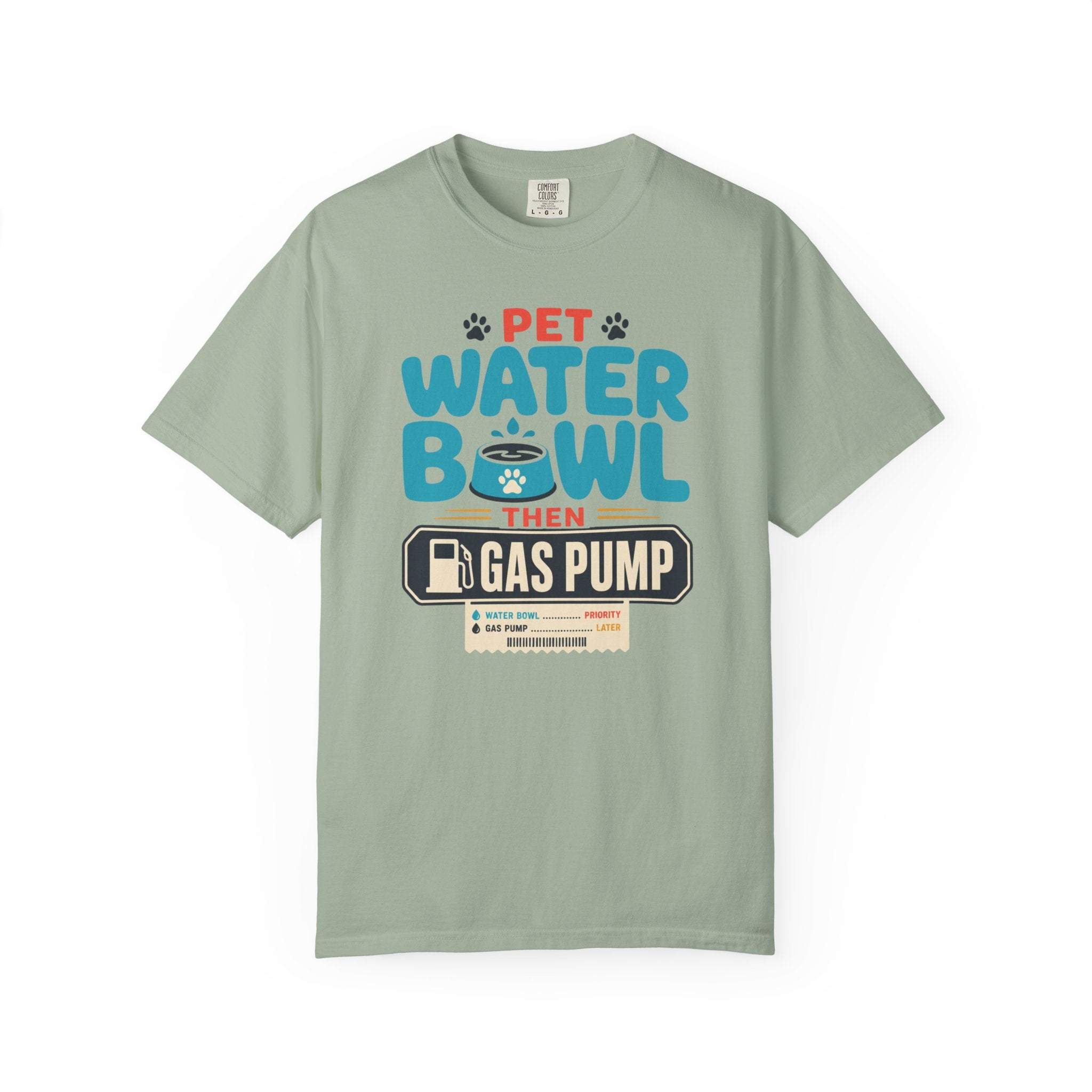 Pet Water Bowl Then Gas Pump - T-Shirt