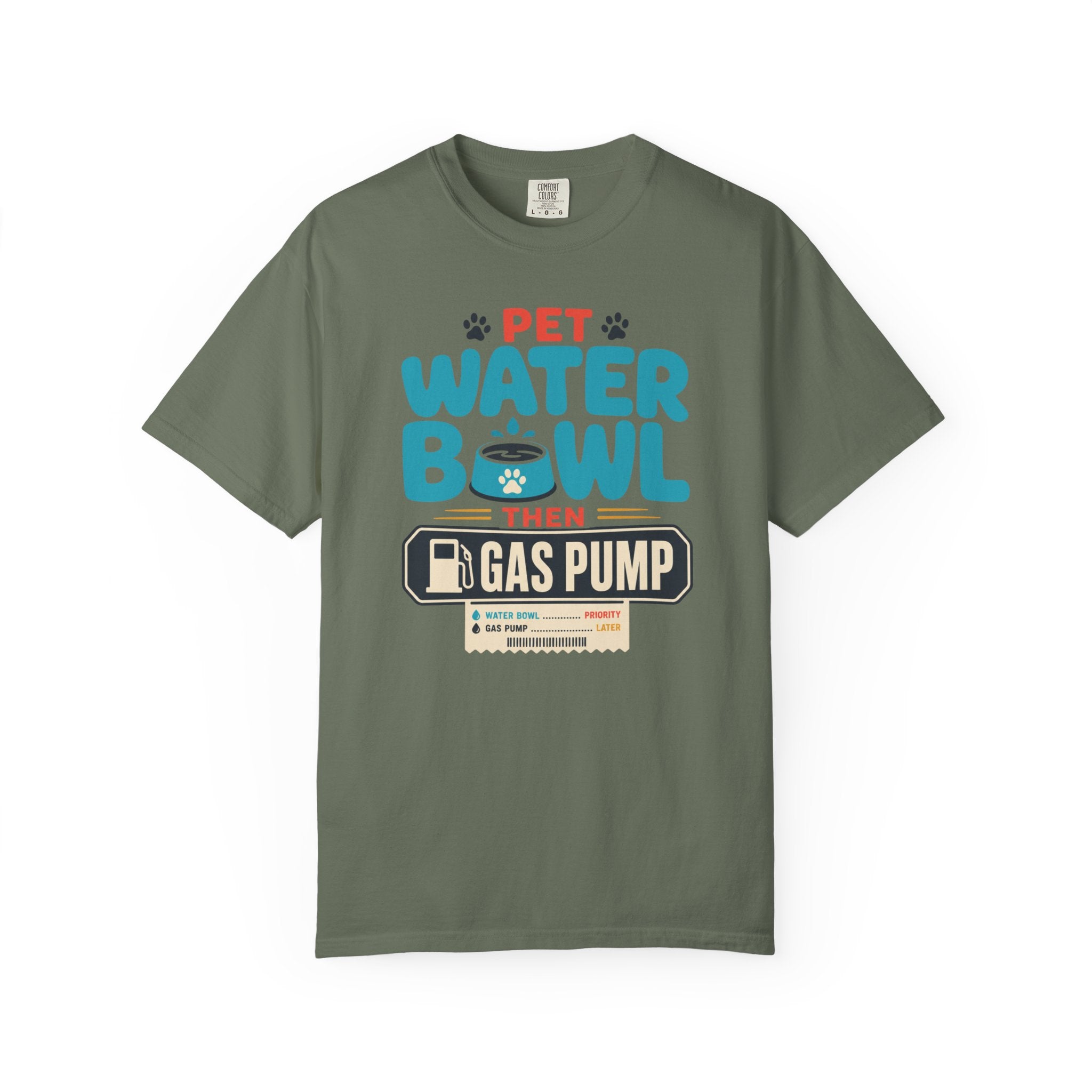 Pet Water Bowl Then Gas Pump - T-Shirt