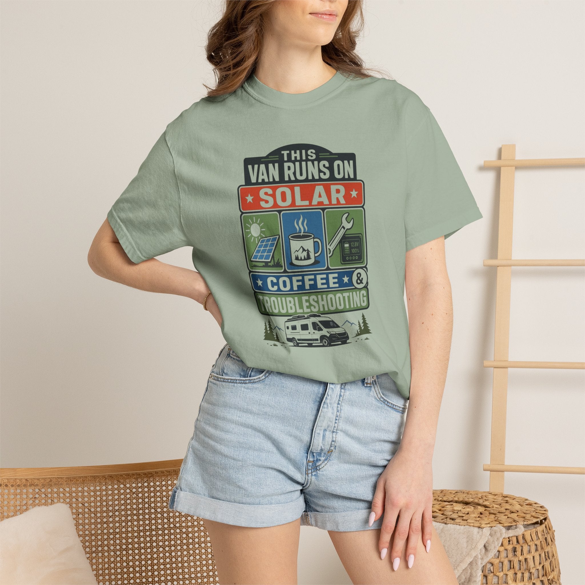 This Van Runs On Solar Coffee And Troubleshooting - T-Shirt