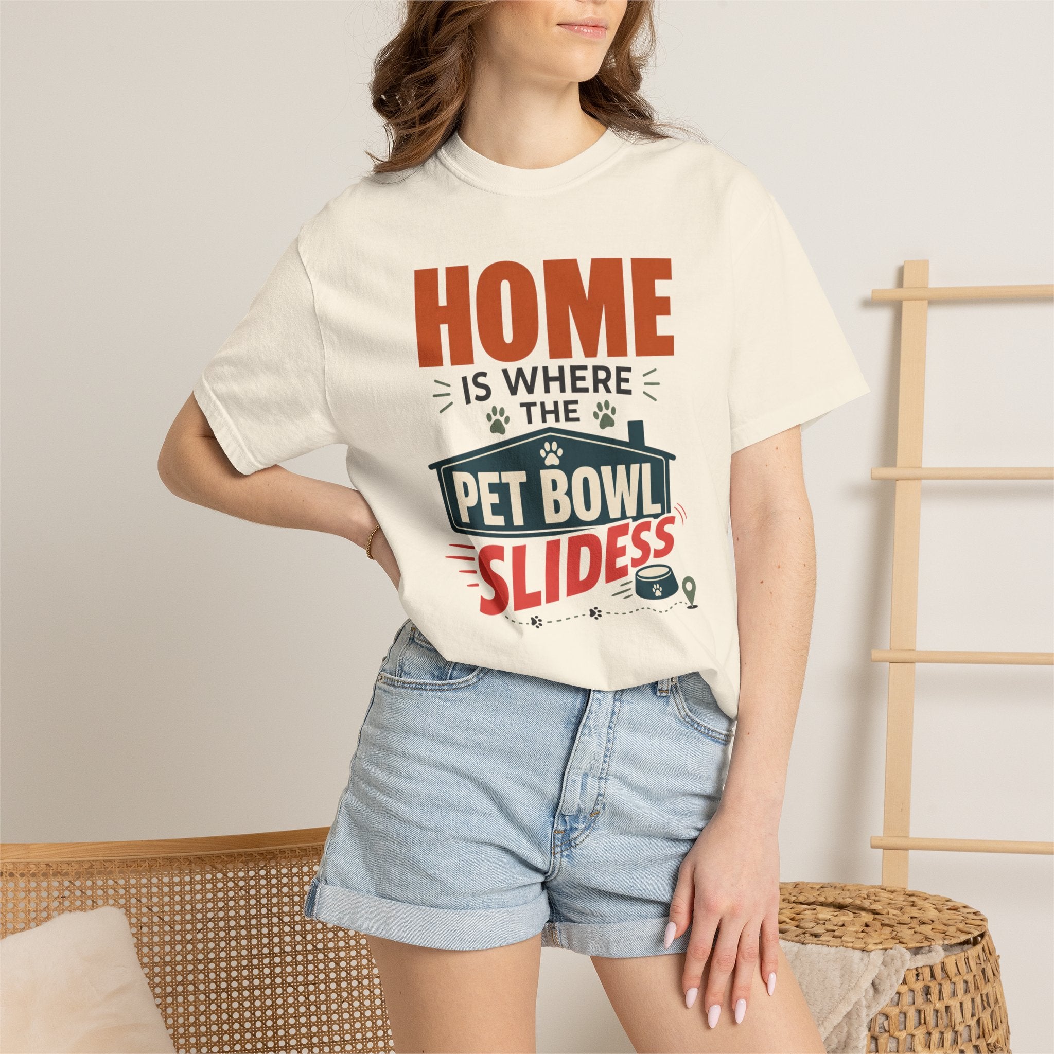 Home Is Where The Pet Bowl Slides - T-Shirt