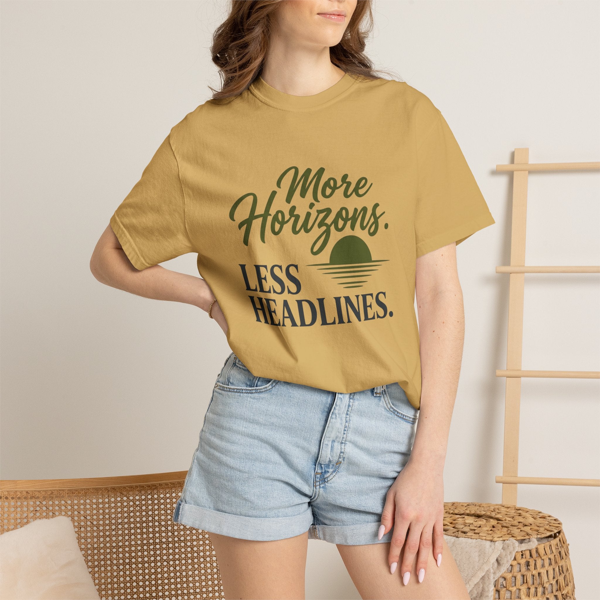 More Horizons Less Headlines - T-Shirt