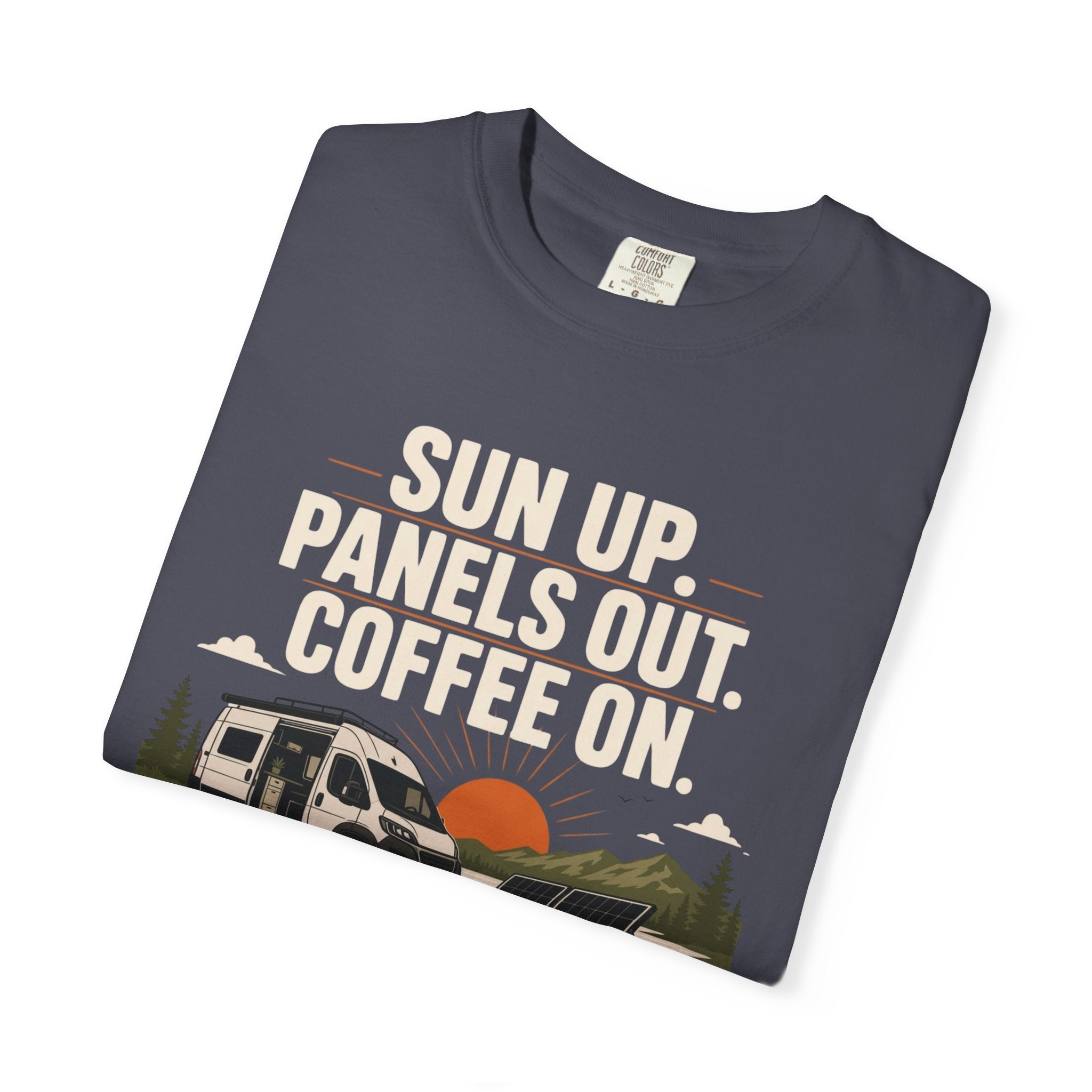 Sun Up Panels Out Coffee On - T-Shirt
