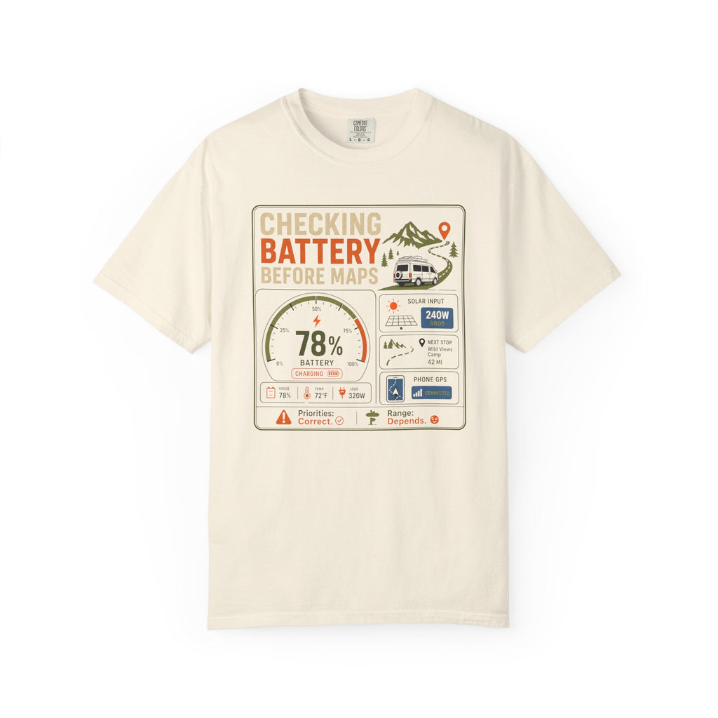 Checking Battery Before Maps - T-Shirt