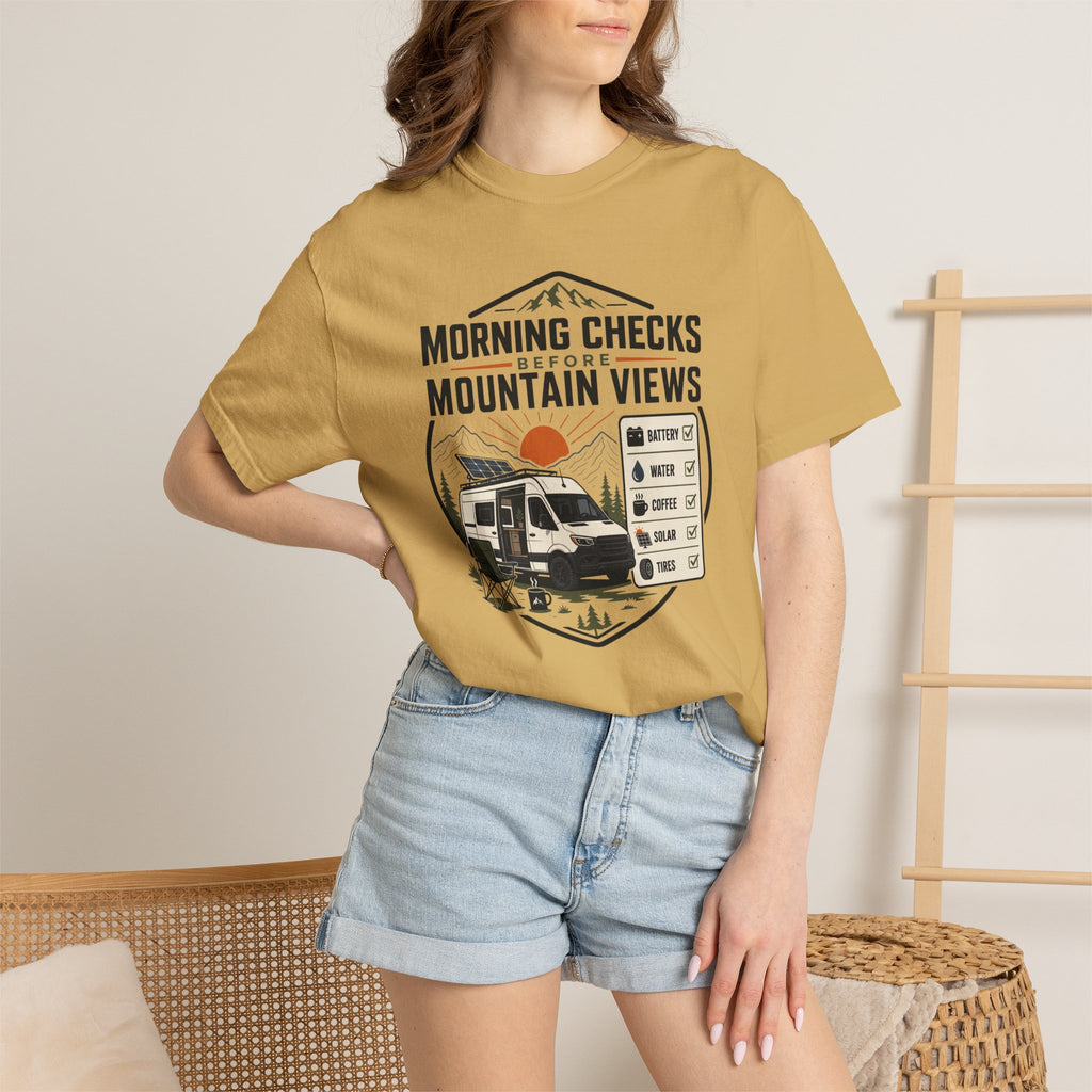 Morning Checks Before Mountain Views - T-Shirt