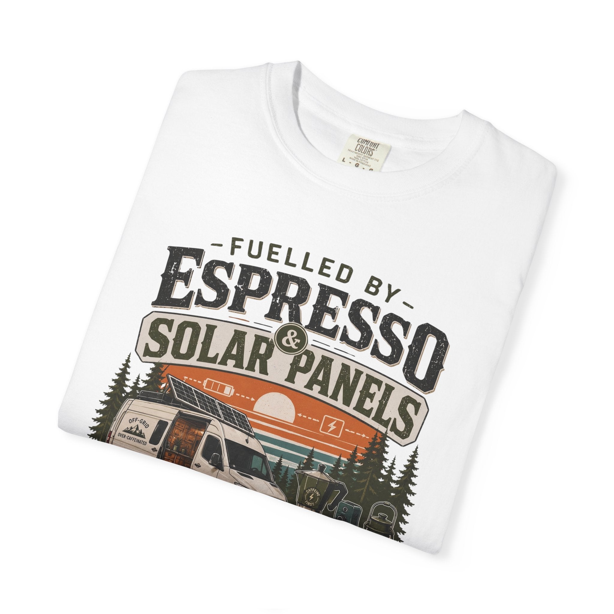 Fuelled By Espresso and Solar Panels - T-Shirt