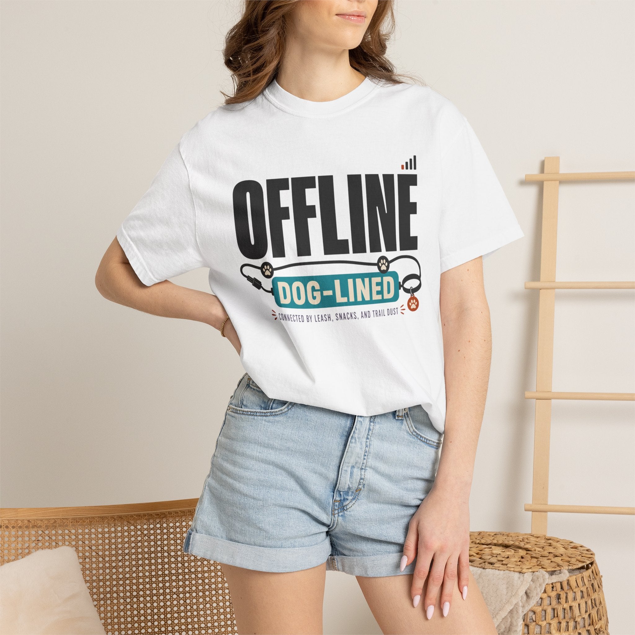 Offline But Dog Lined - T-Shirt