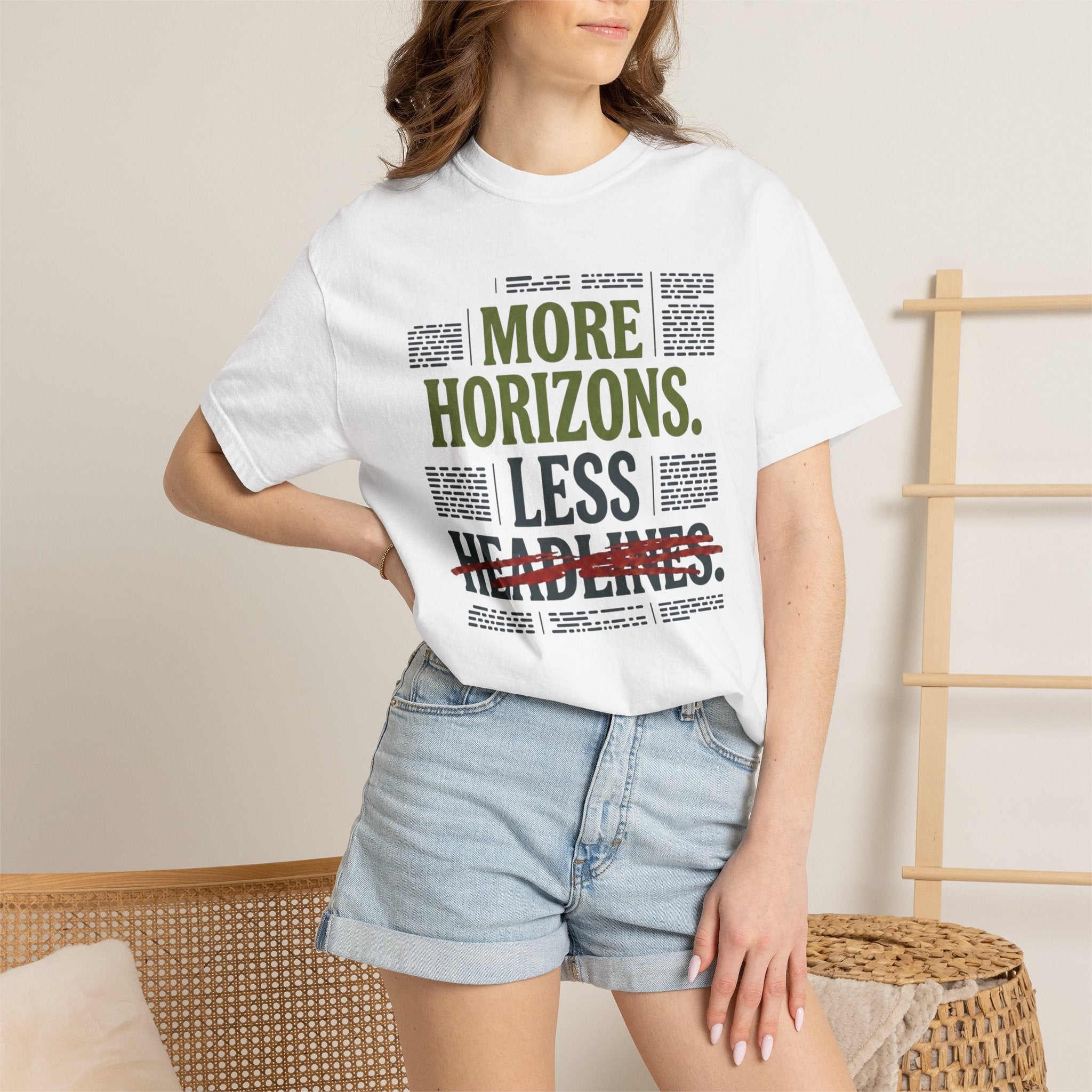 More Horizons Less Headlines - T-Shirt