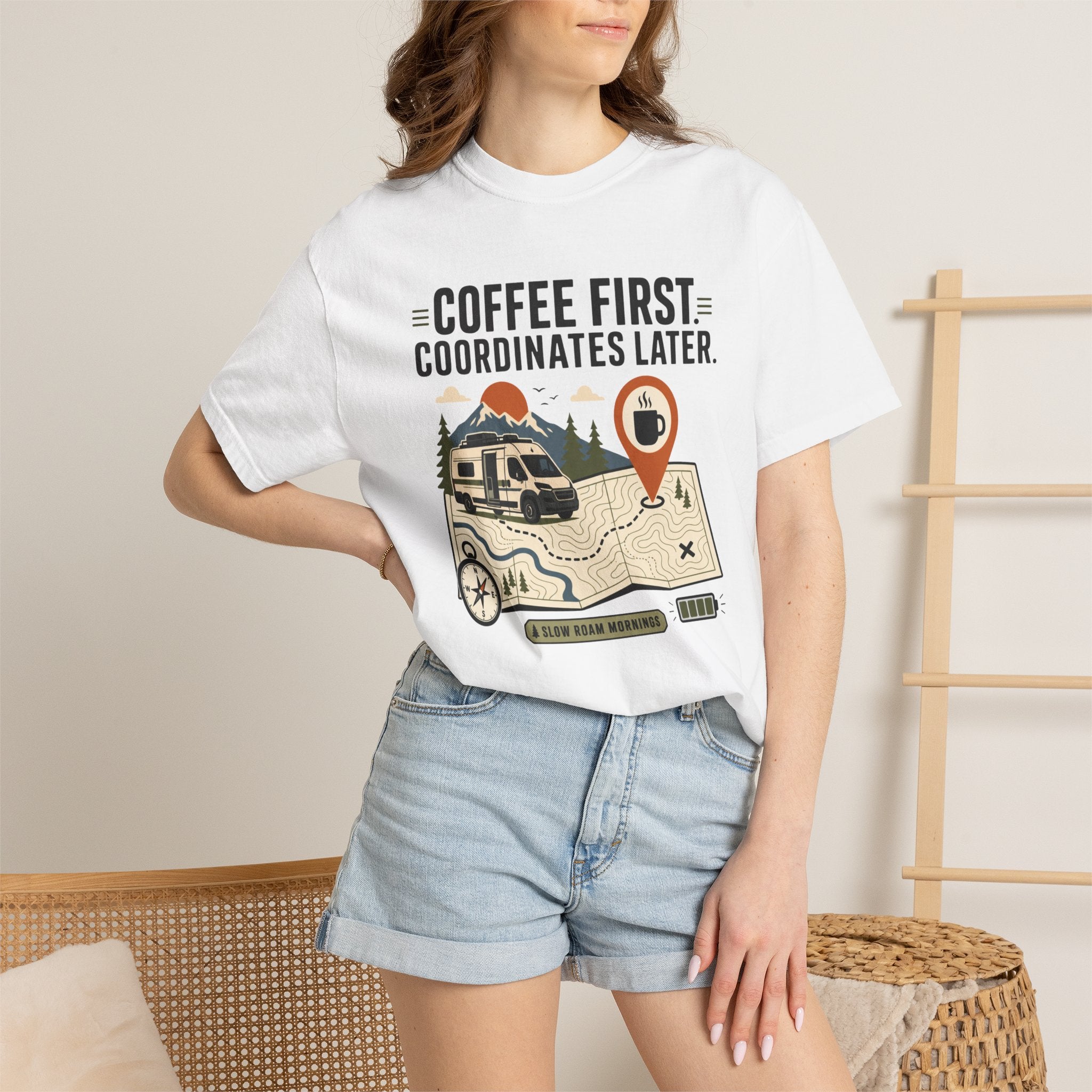 Coffee First Coordinates Later - T-Shirt