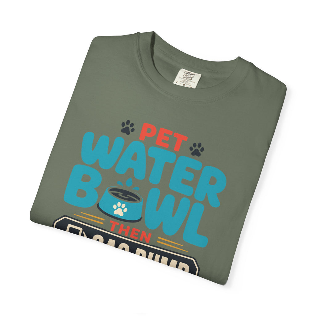 Pet Water Bowl Then Gas Pump - T-Shirt