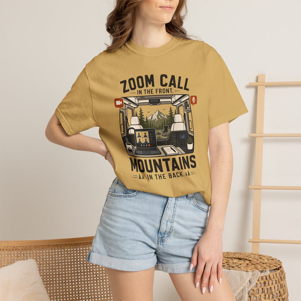 Zoom Call In The Front Mountains In The Back - T-Shirt