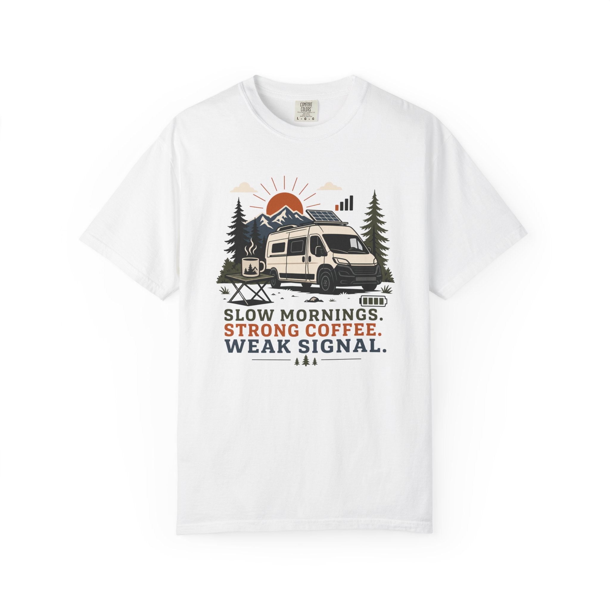Slow Mornings Strong Coffee Weak Signal - T-Shirt