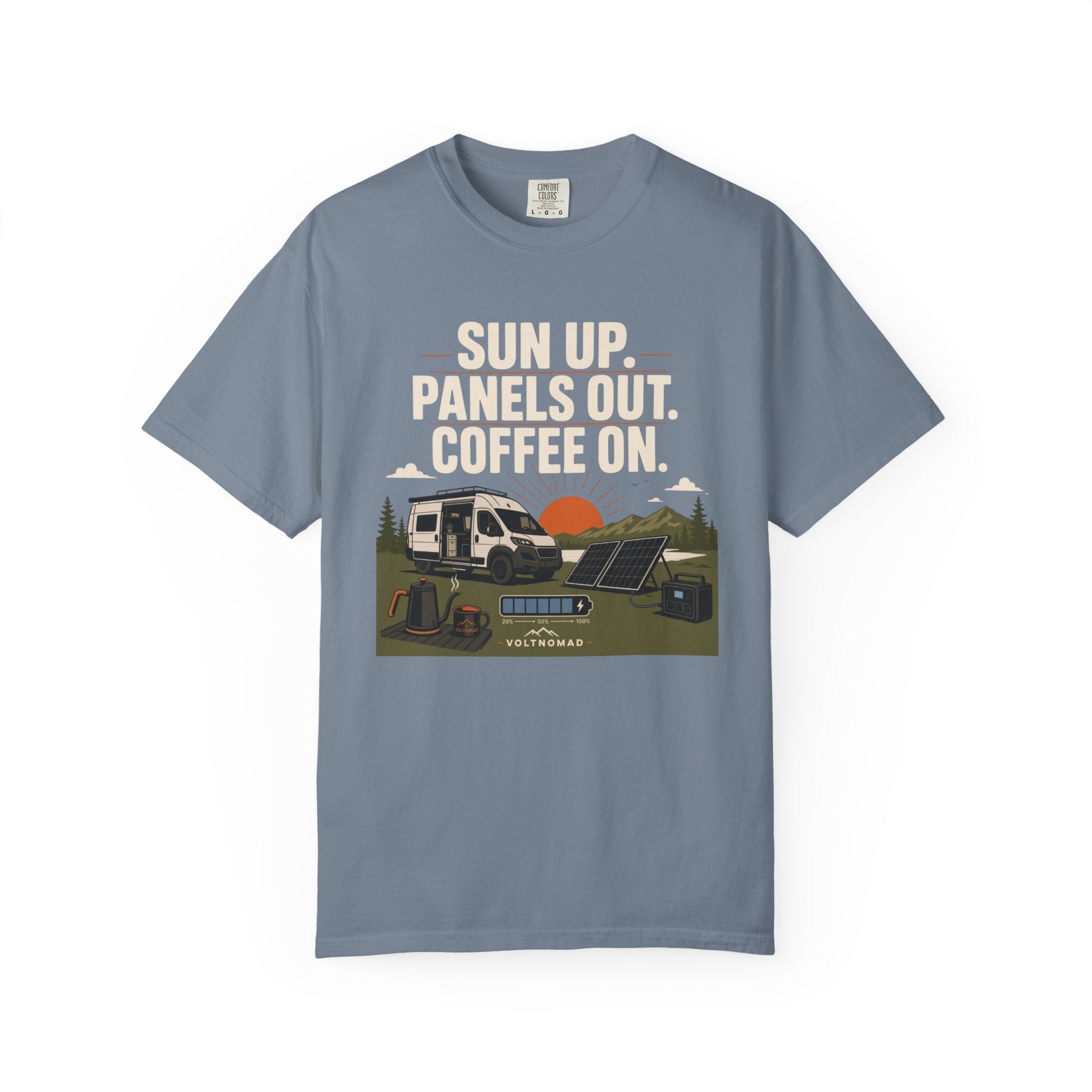 Sun Up Panels Out Coffee On - T-Shirt