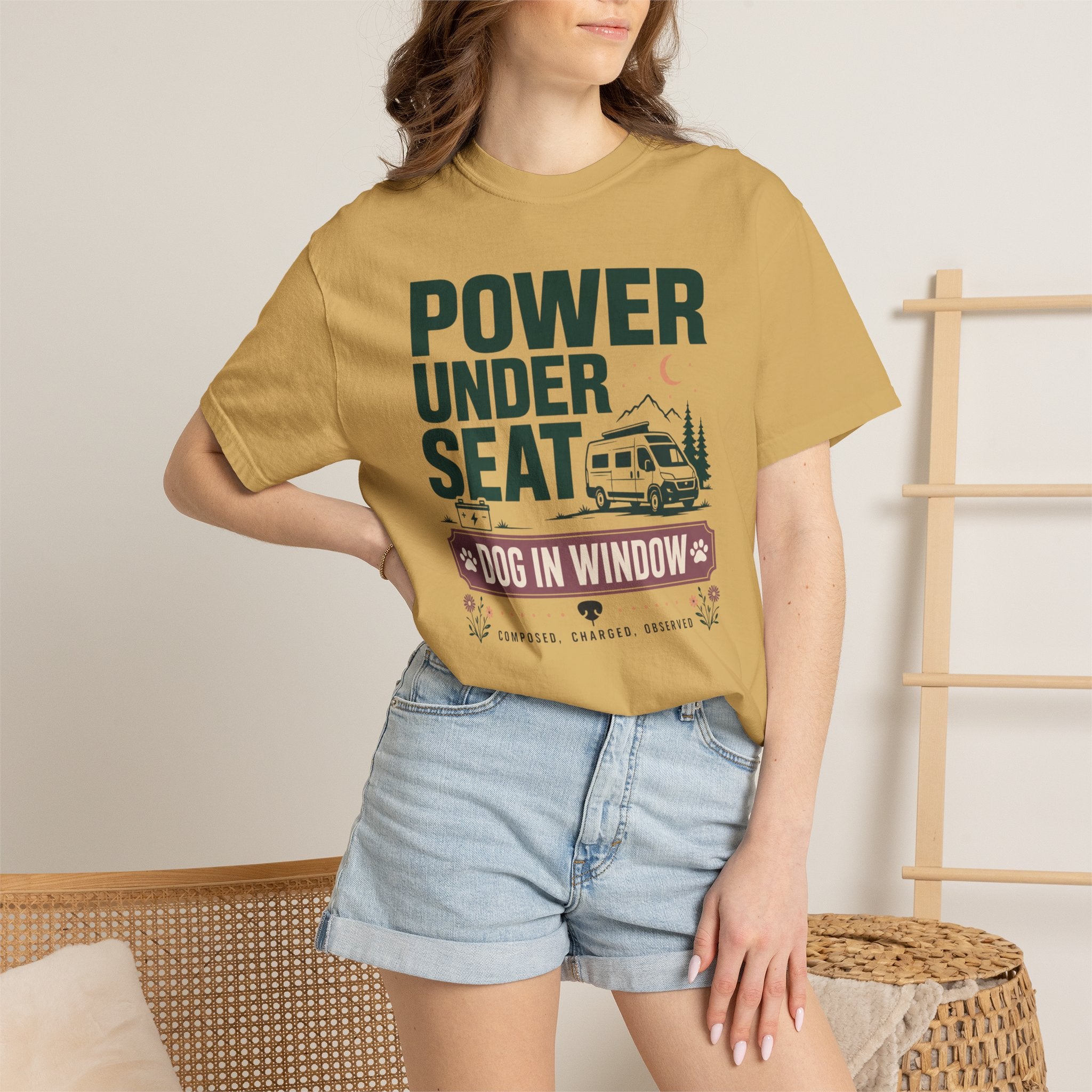 Power Under Seat Dog In Window - T-Shirt