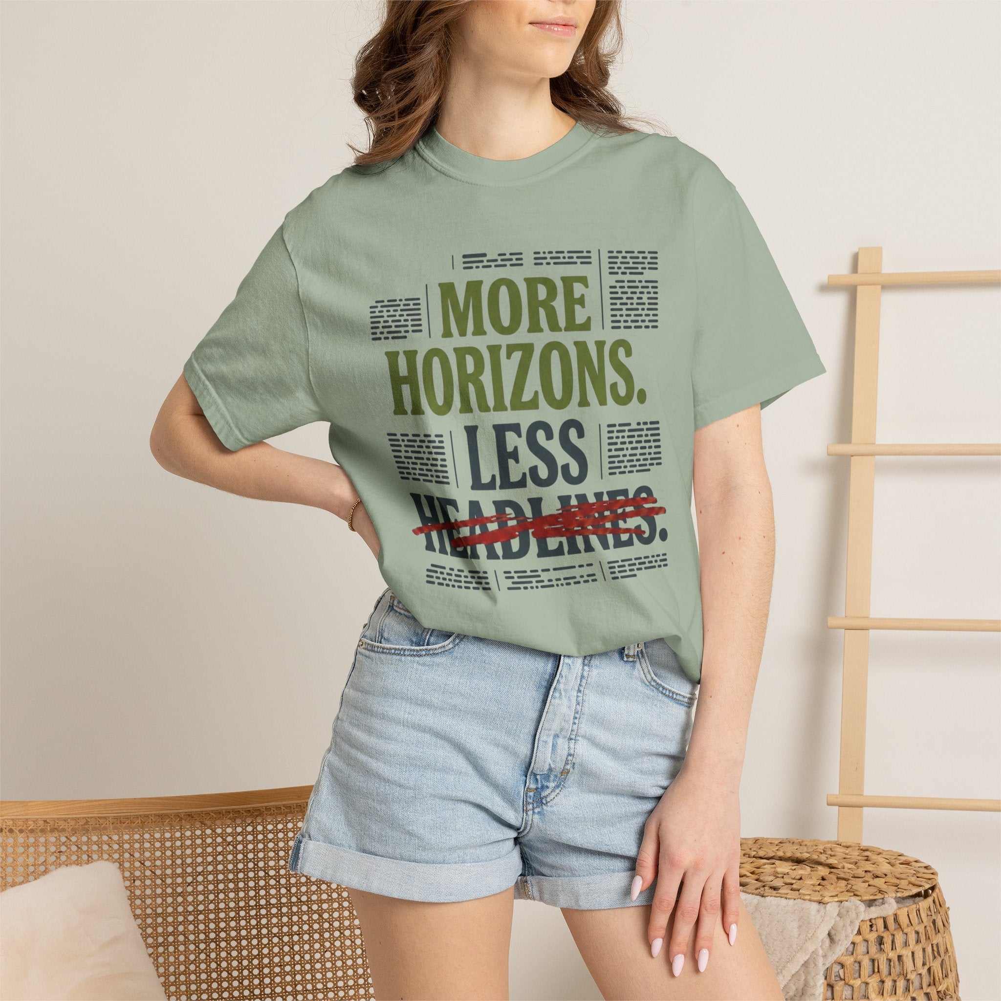 More Horizons Less Headlines - T-Shirt