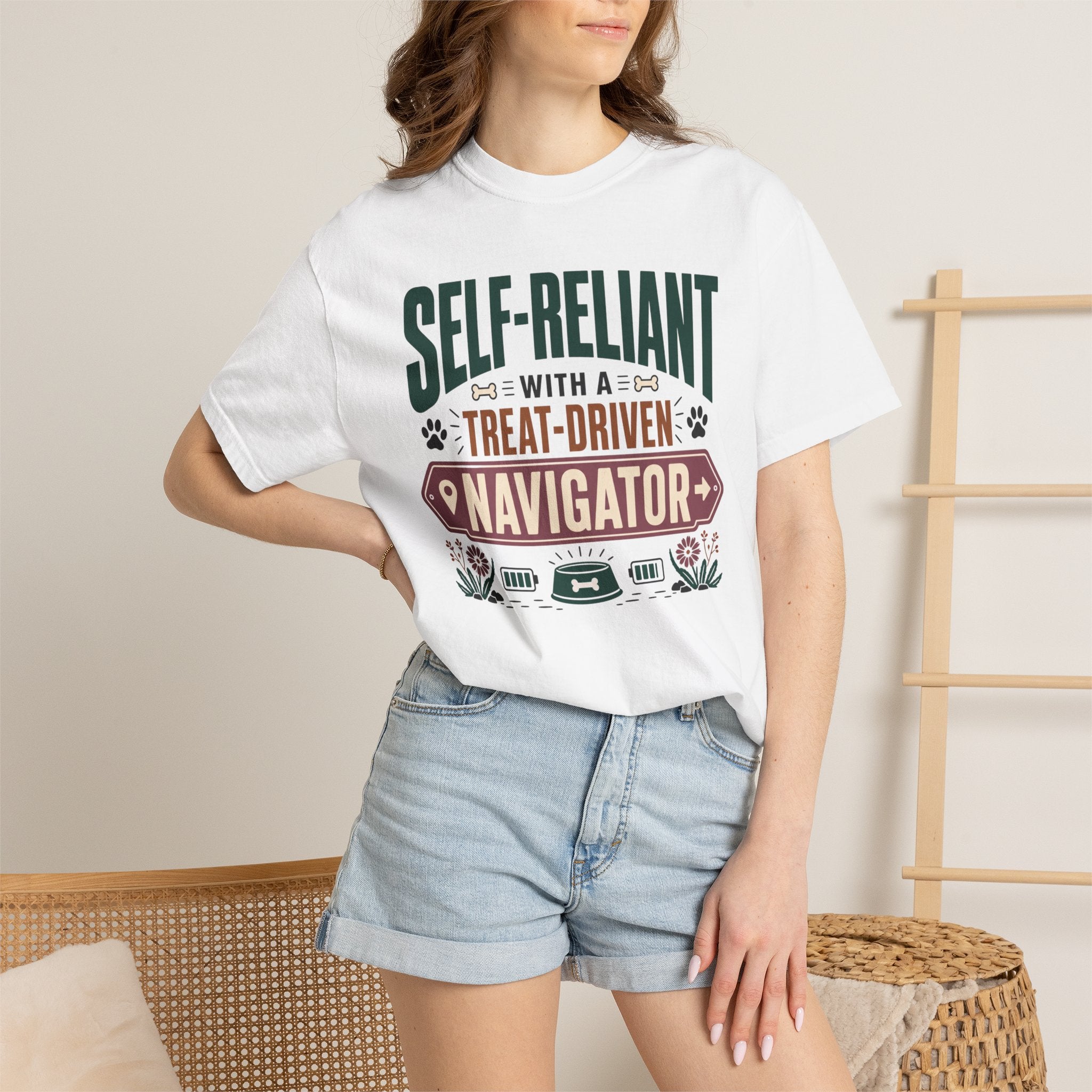 Self Reliant With A Treat Driven Navigator - T-Shirt
