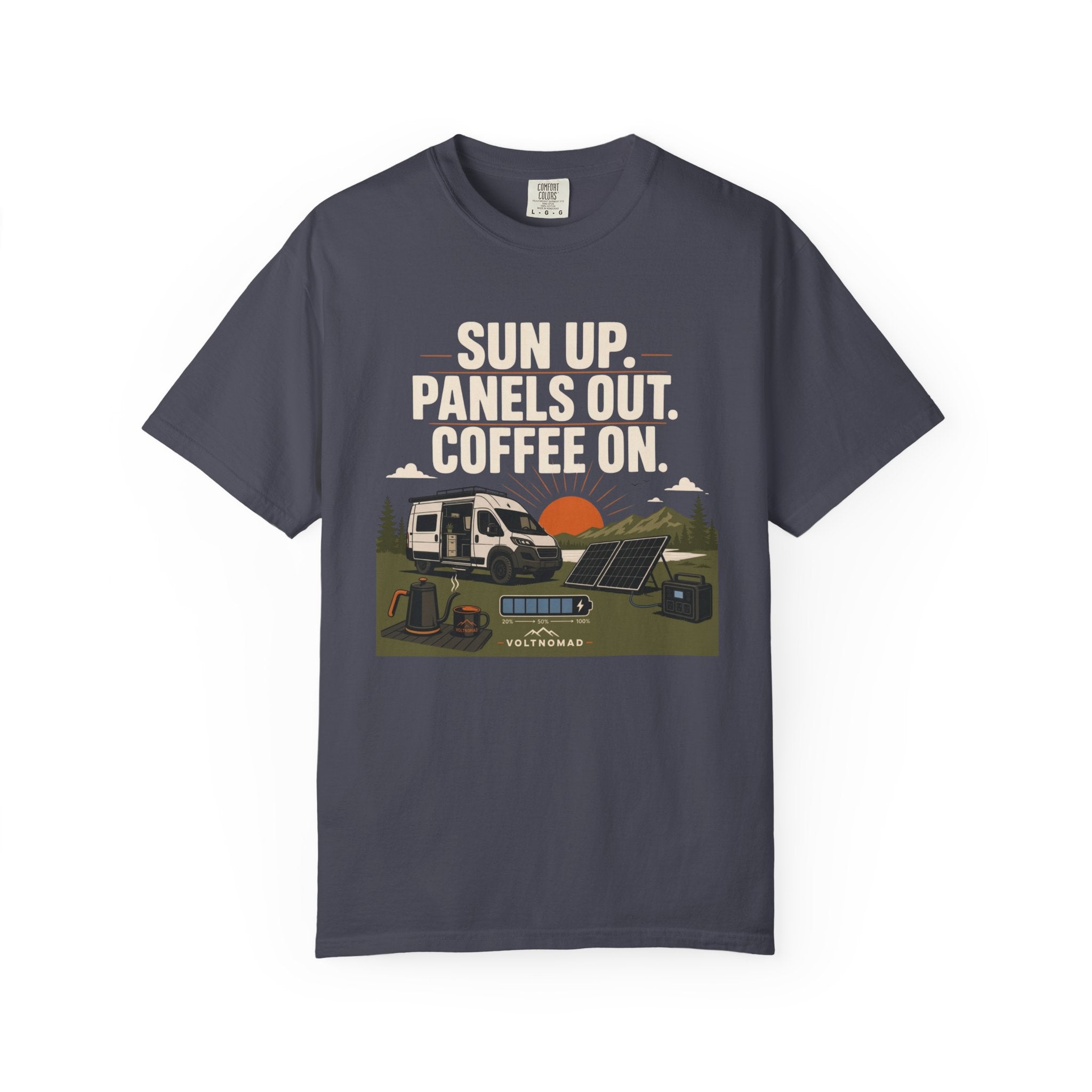 Sun Up Panels Out Coffee On - T-Shirt