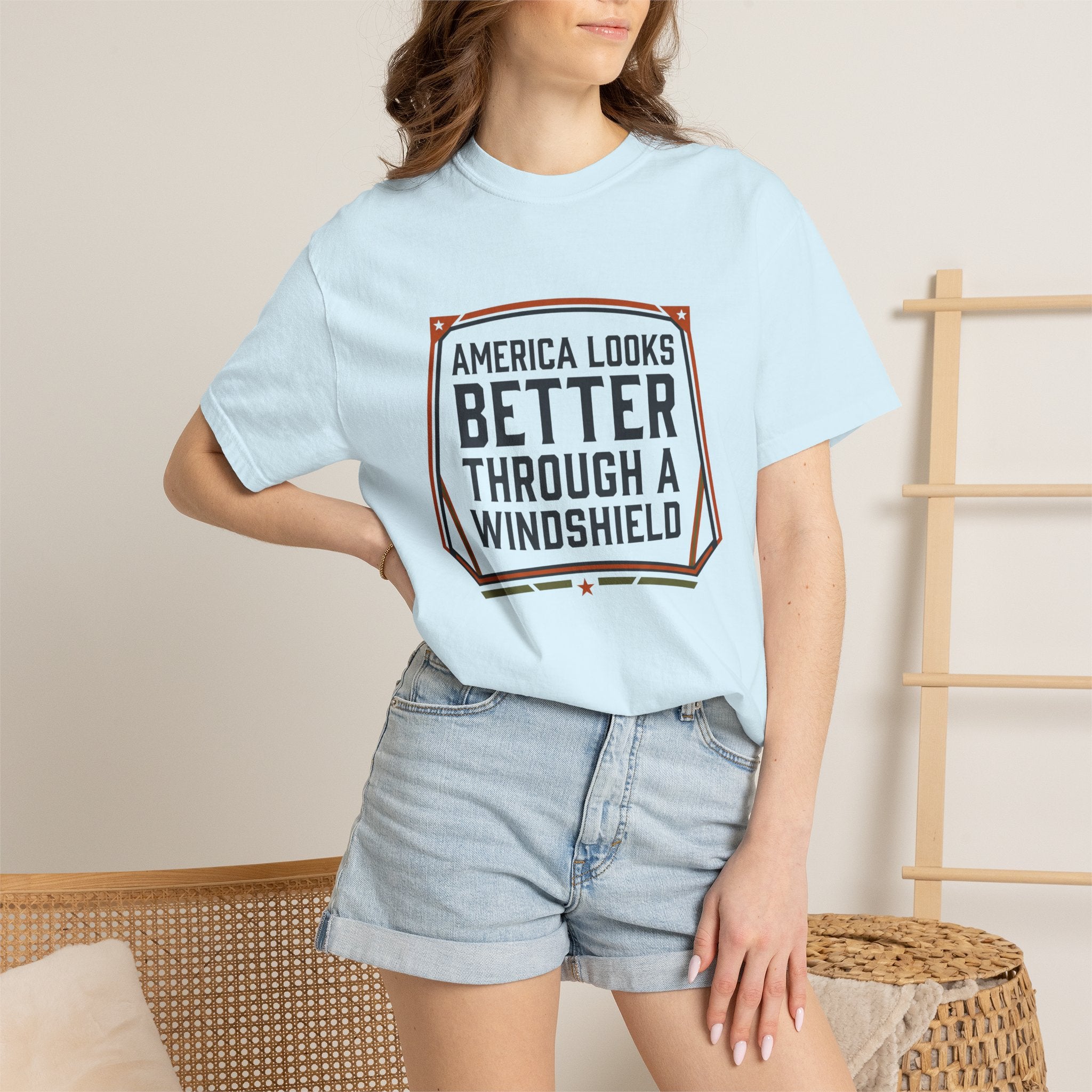 America Looks Better Through A Windshield - T-Shirt