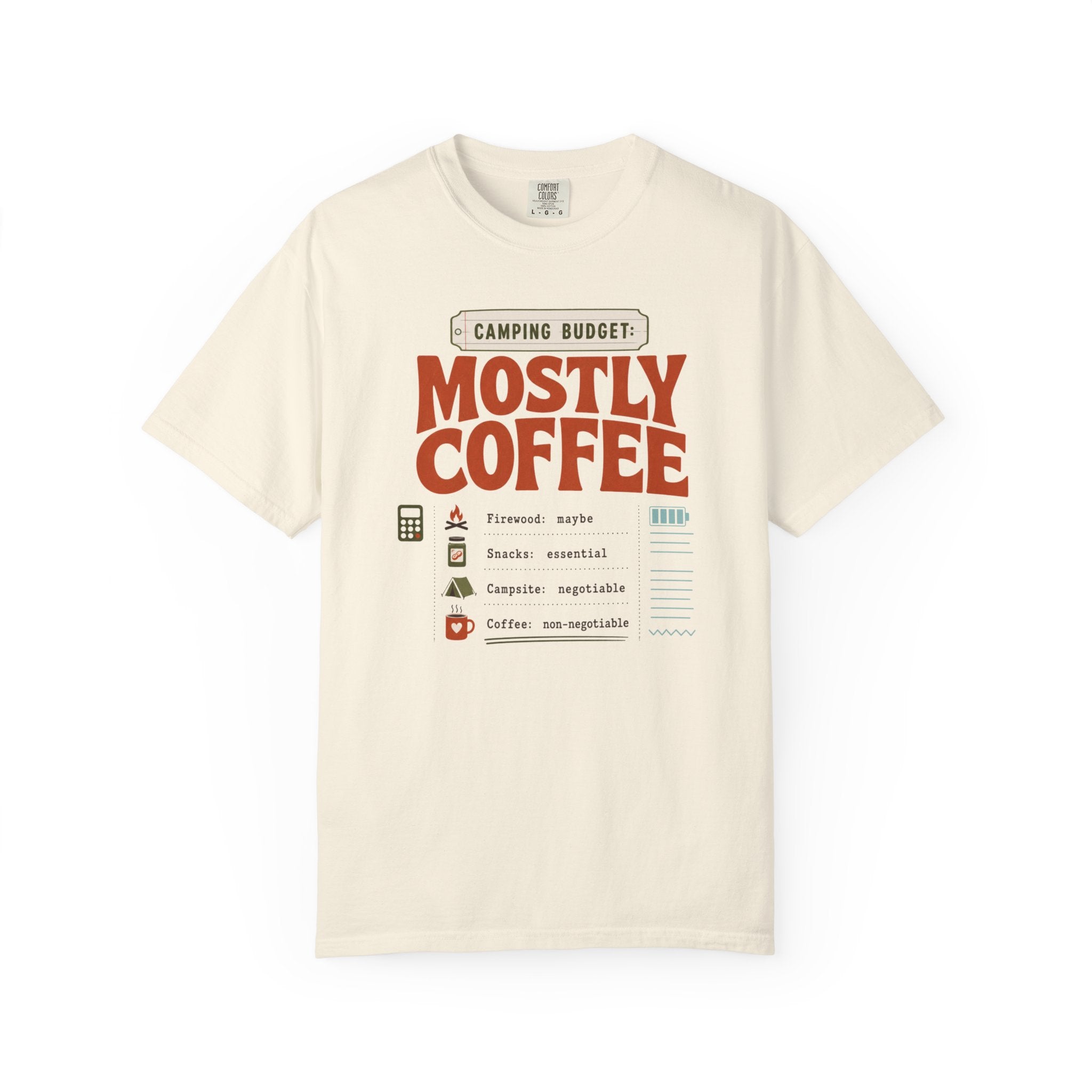 Camping Budget Mostly Coffee - T-Shirt