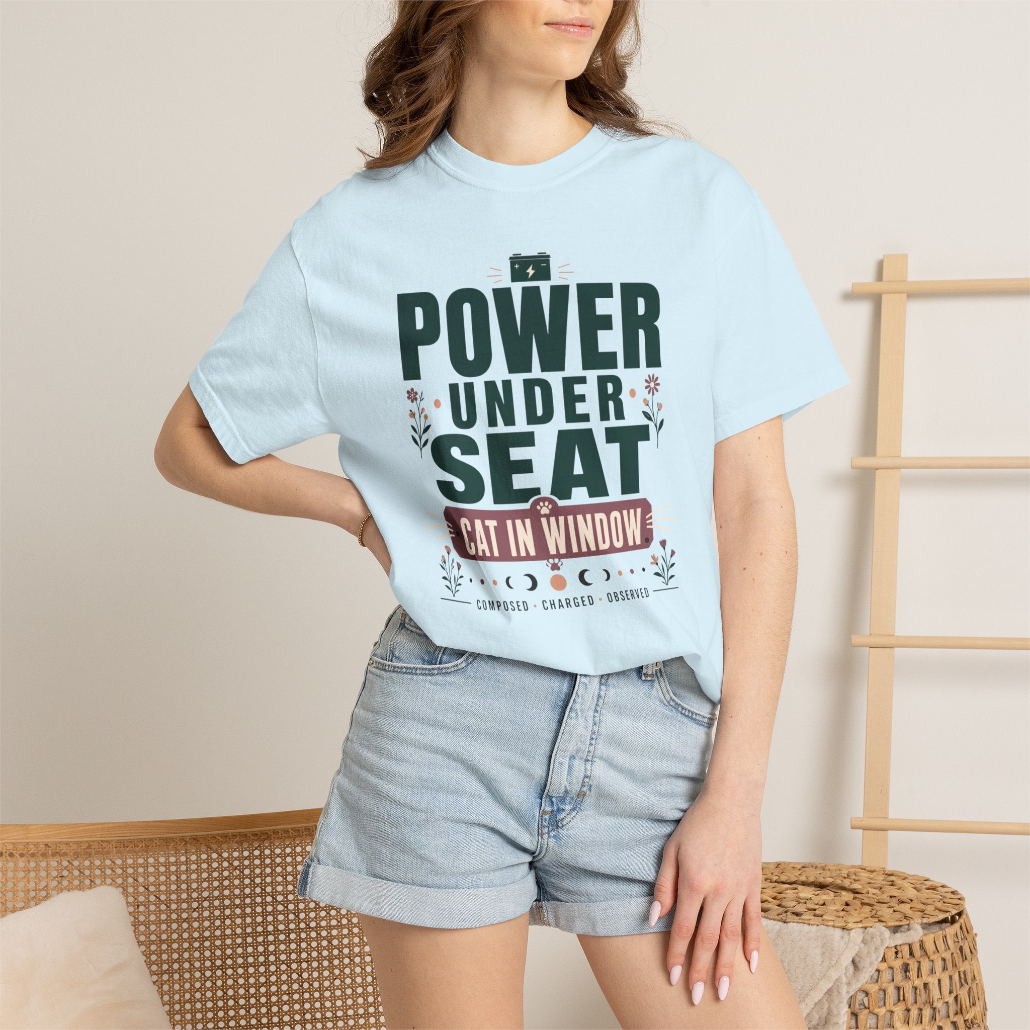Power Under Seat Cat In Window - T-Shirt