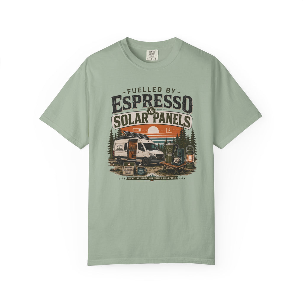 Fuelled By Espresso and Solar Panels - T-Shirt