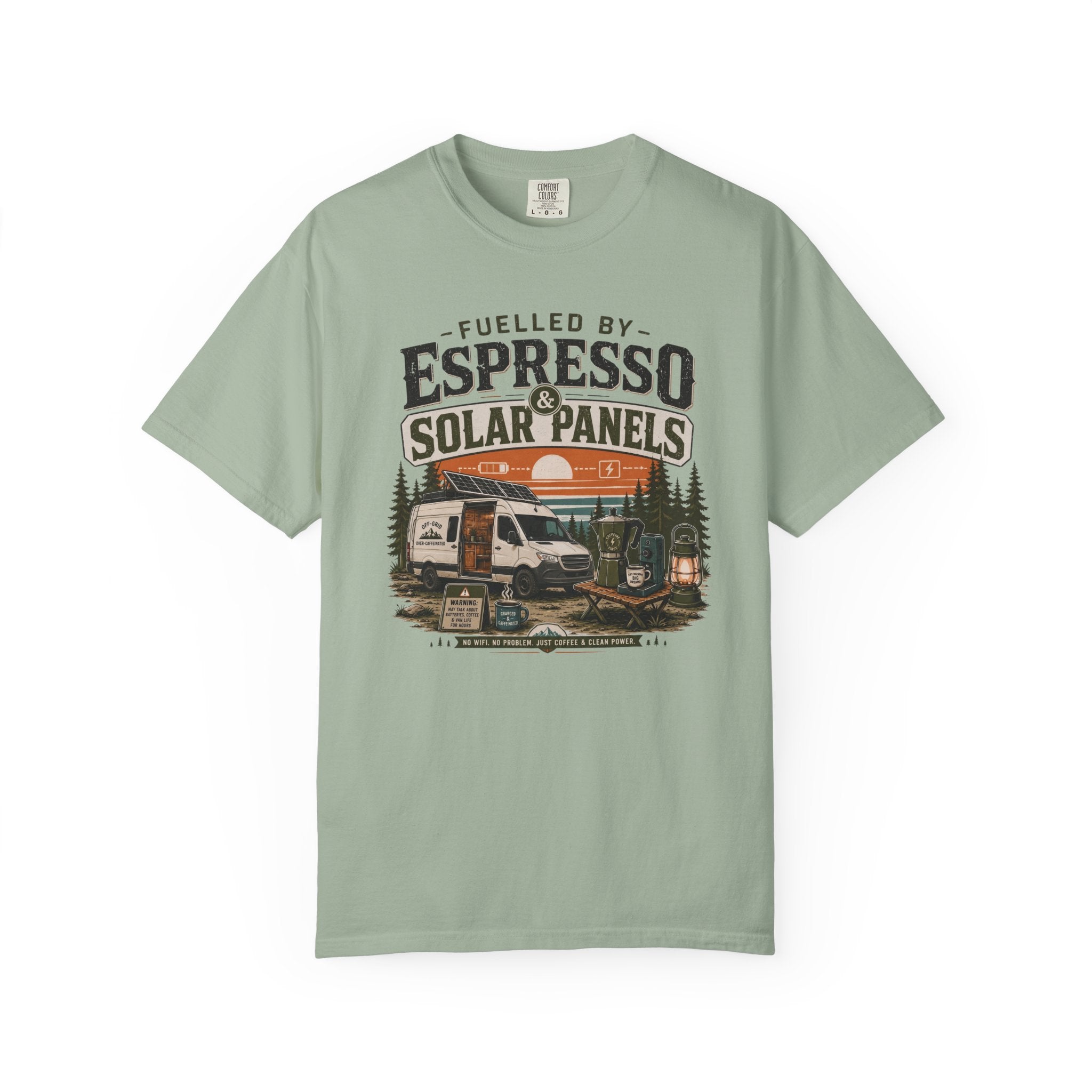 Fuelled By Espresso and Solar Panels - T-Shirt