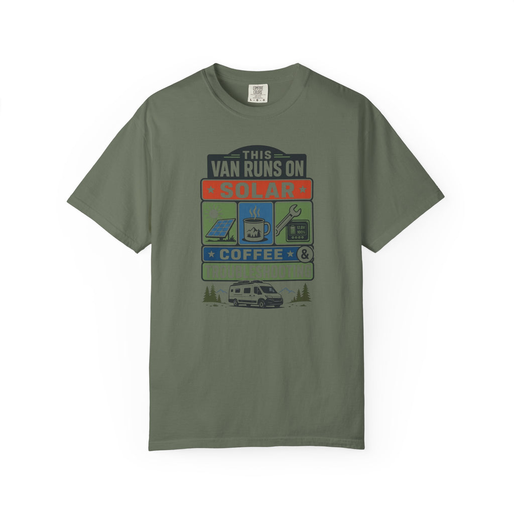 This Van Runs On Solar Coffee And Troubleshooting - T-Shirt