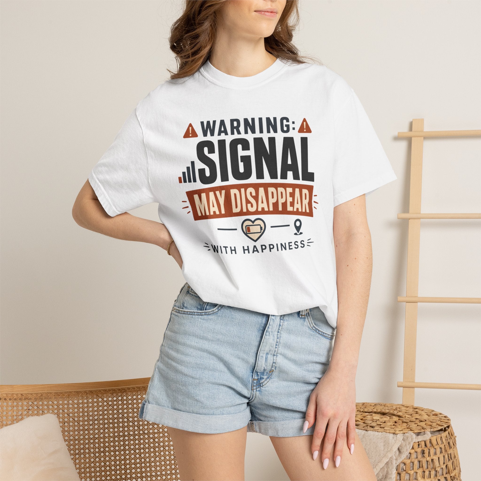 Warning Signal May Disappear With Happiness - T-Shirt