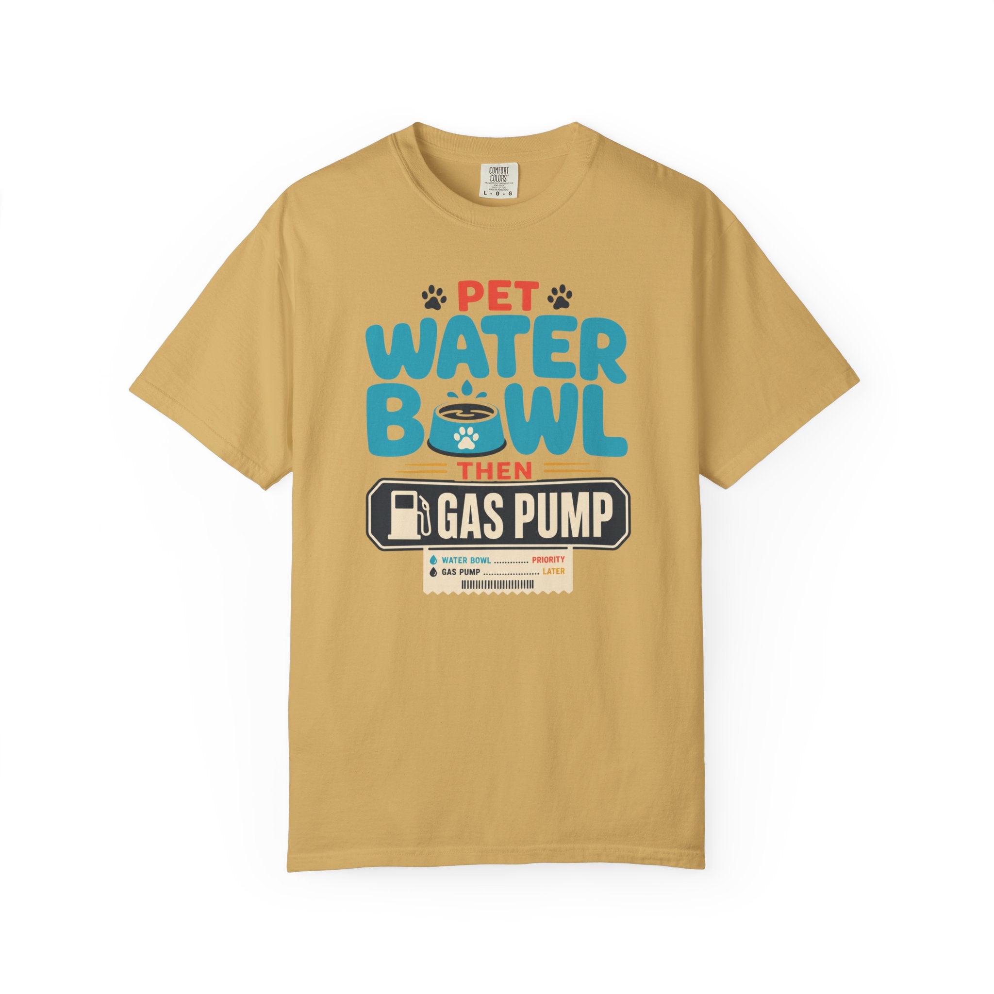 Pet Water Bowl Then Gas Pump - T-Shirt