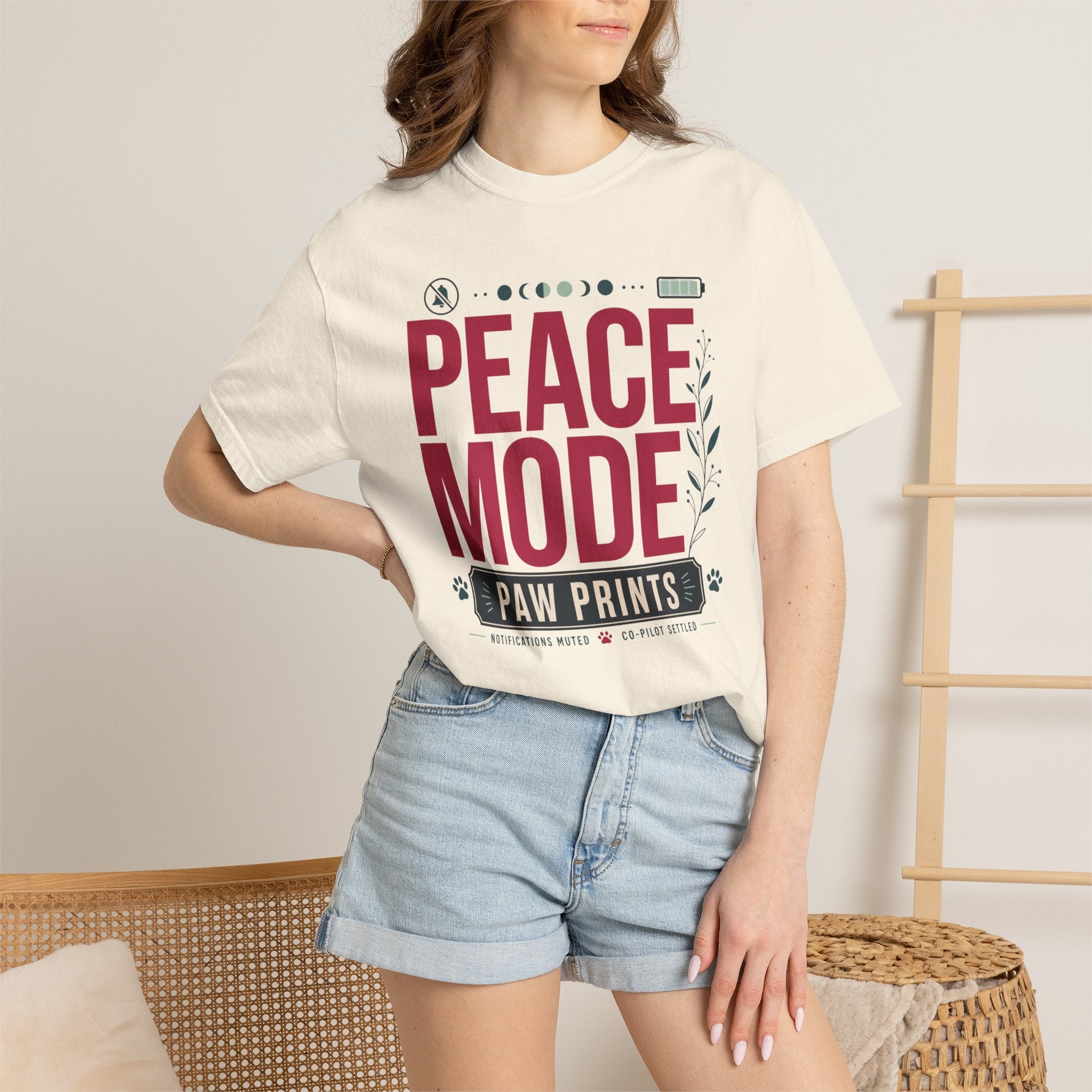 Peace Mode With Paw Prints - T-Shirt