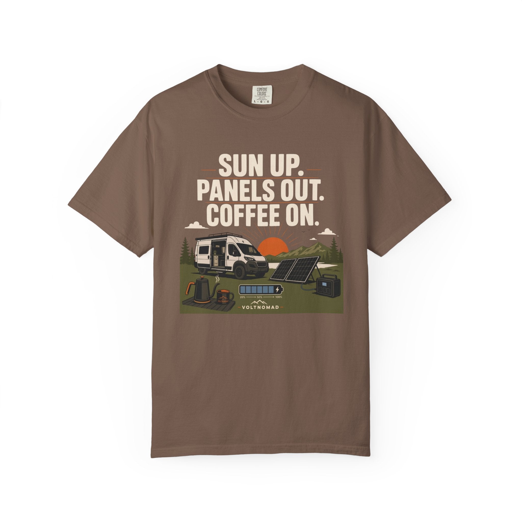 Sun Up Panels Out Coffee On - T-Shirt