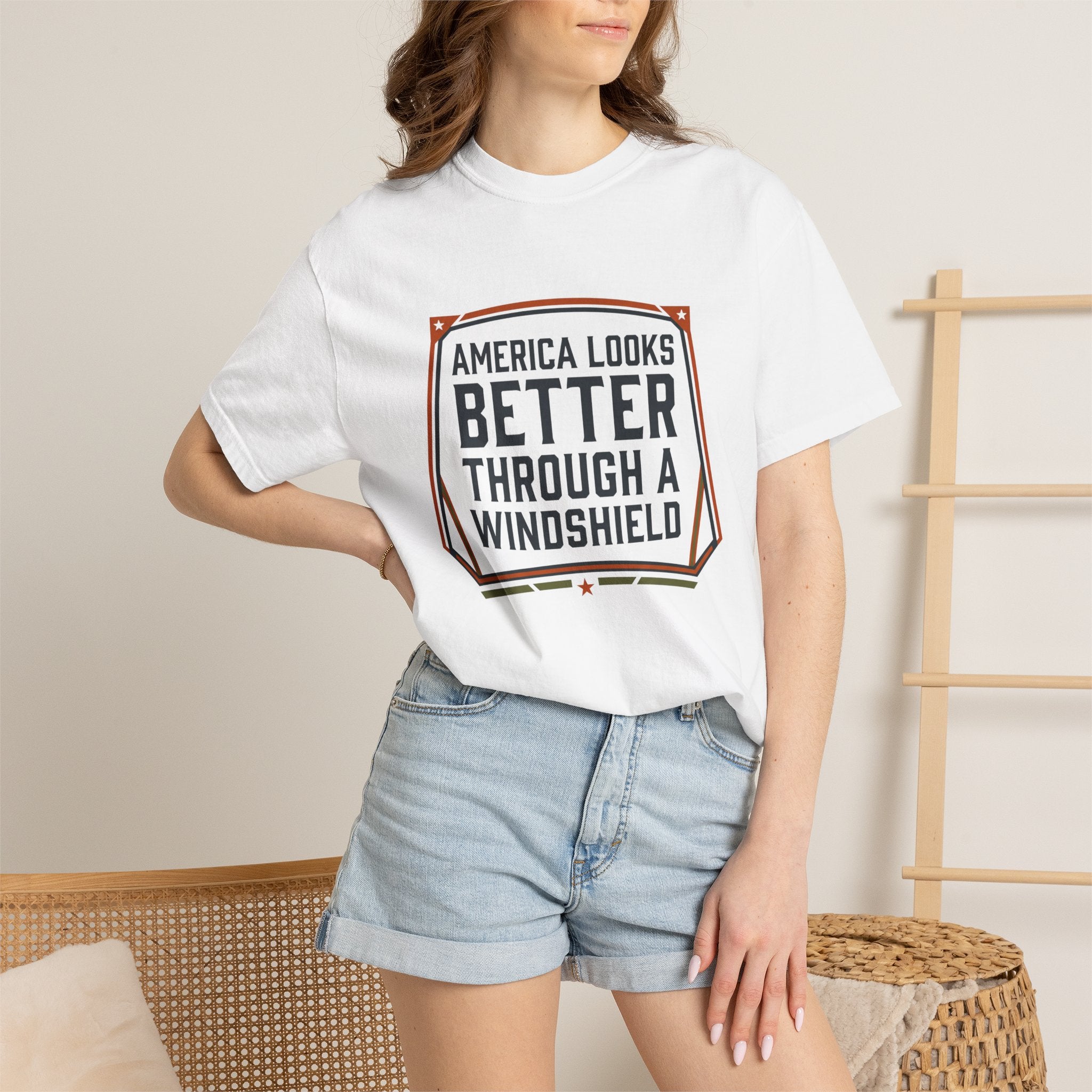 America Looks Better Through A Windshield - T-Shirt