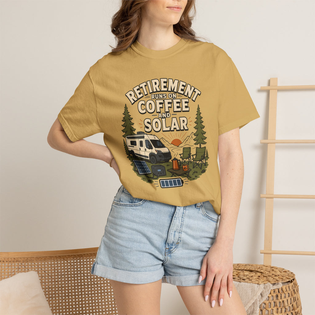 Retirement Runs On Coffee And Solar - T-Shirt