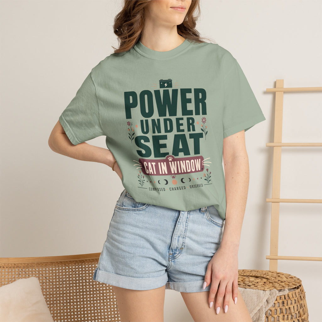 Power Under Seat Cat In Window - T-Shirt