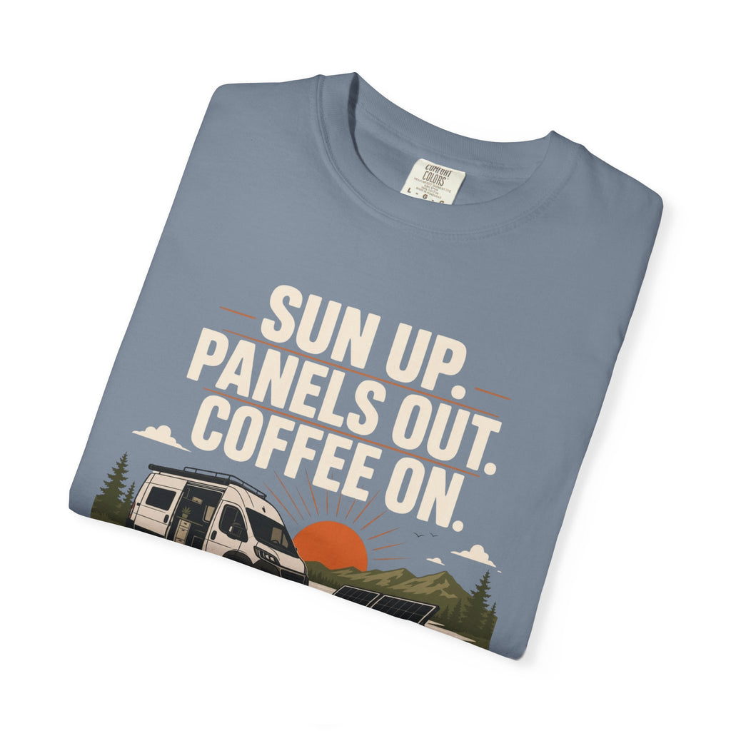 Sun Up Panels Out Coffee On - T-Shirt
