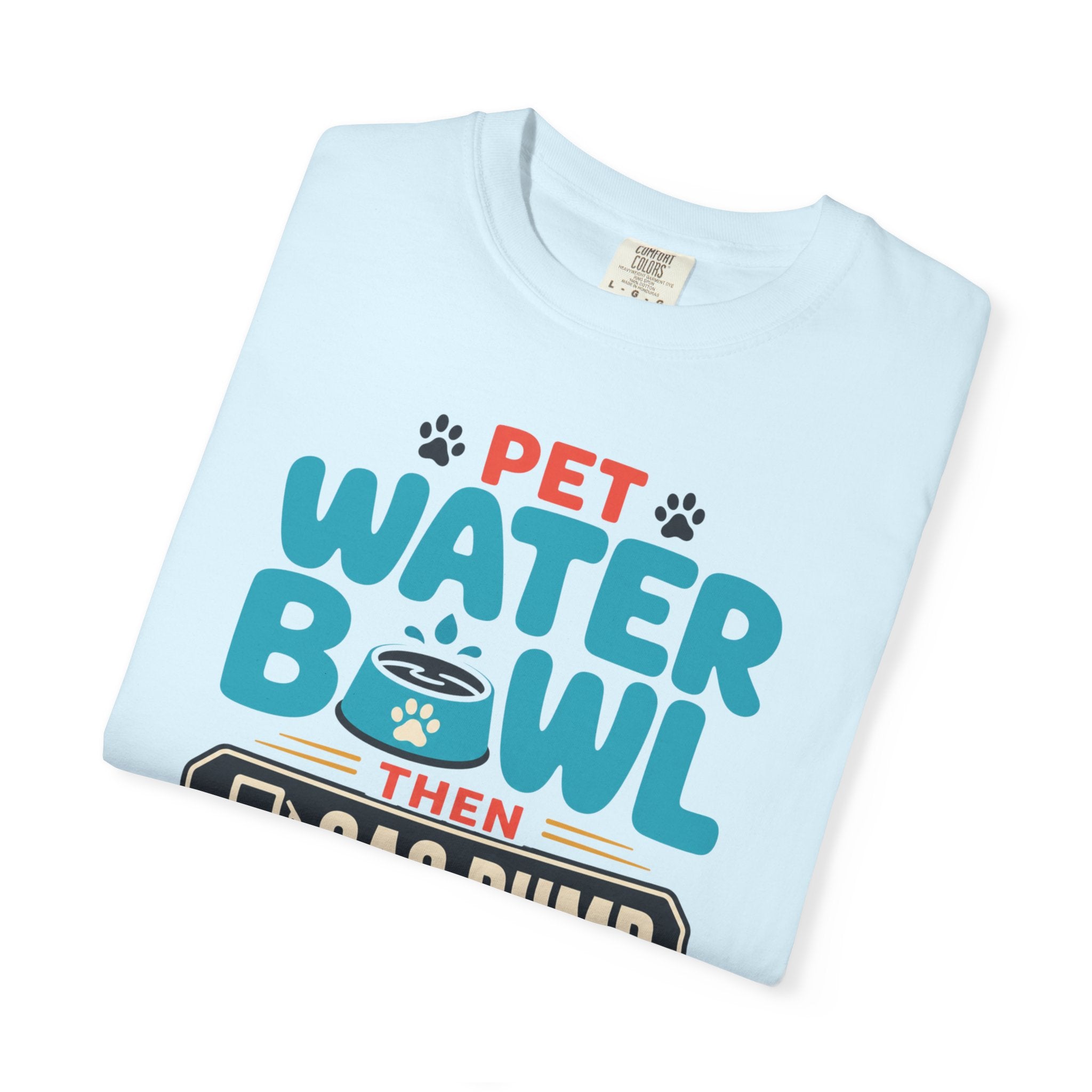 Pet Water Bowl Then Gas Pump - T-Shirt