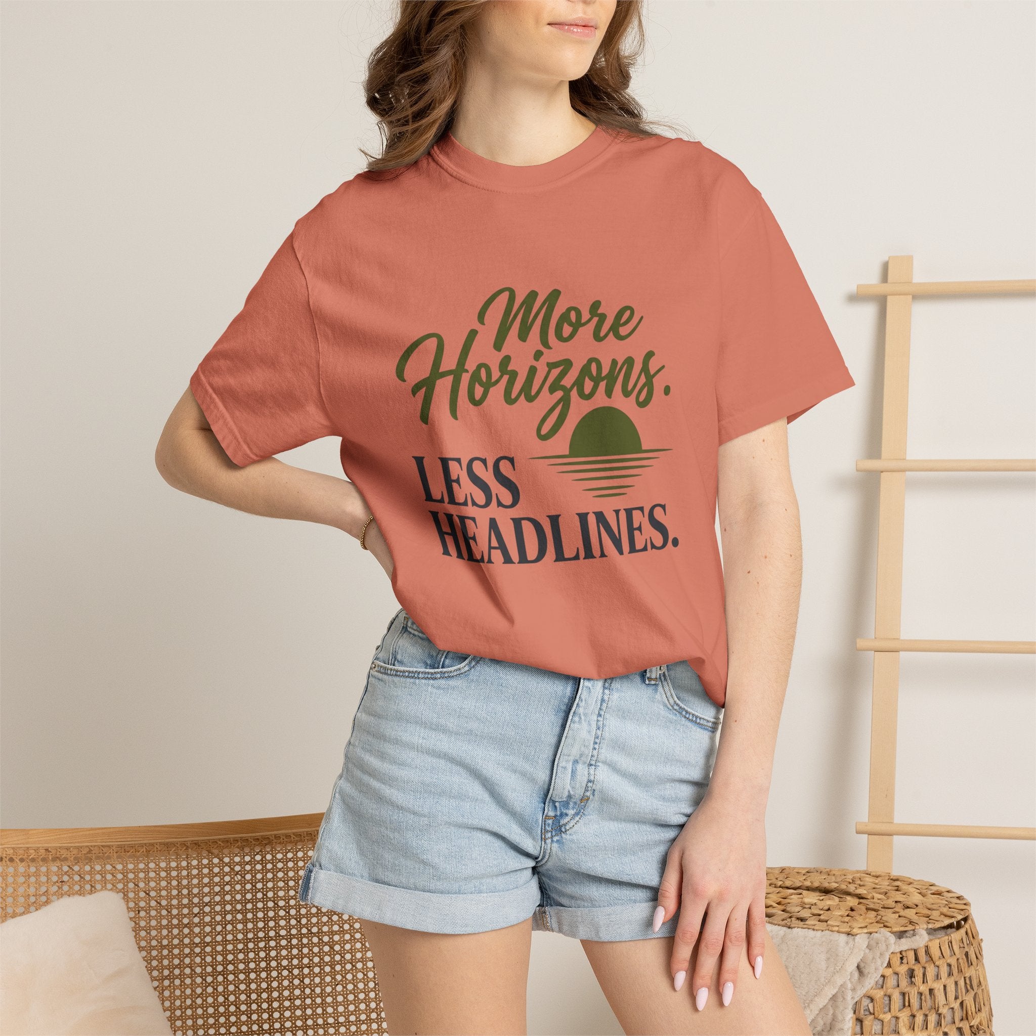 More Horizons Less Headlines - T-Shirt