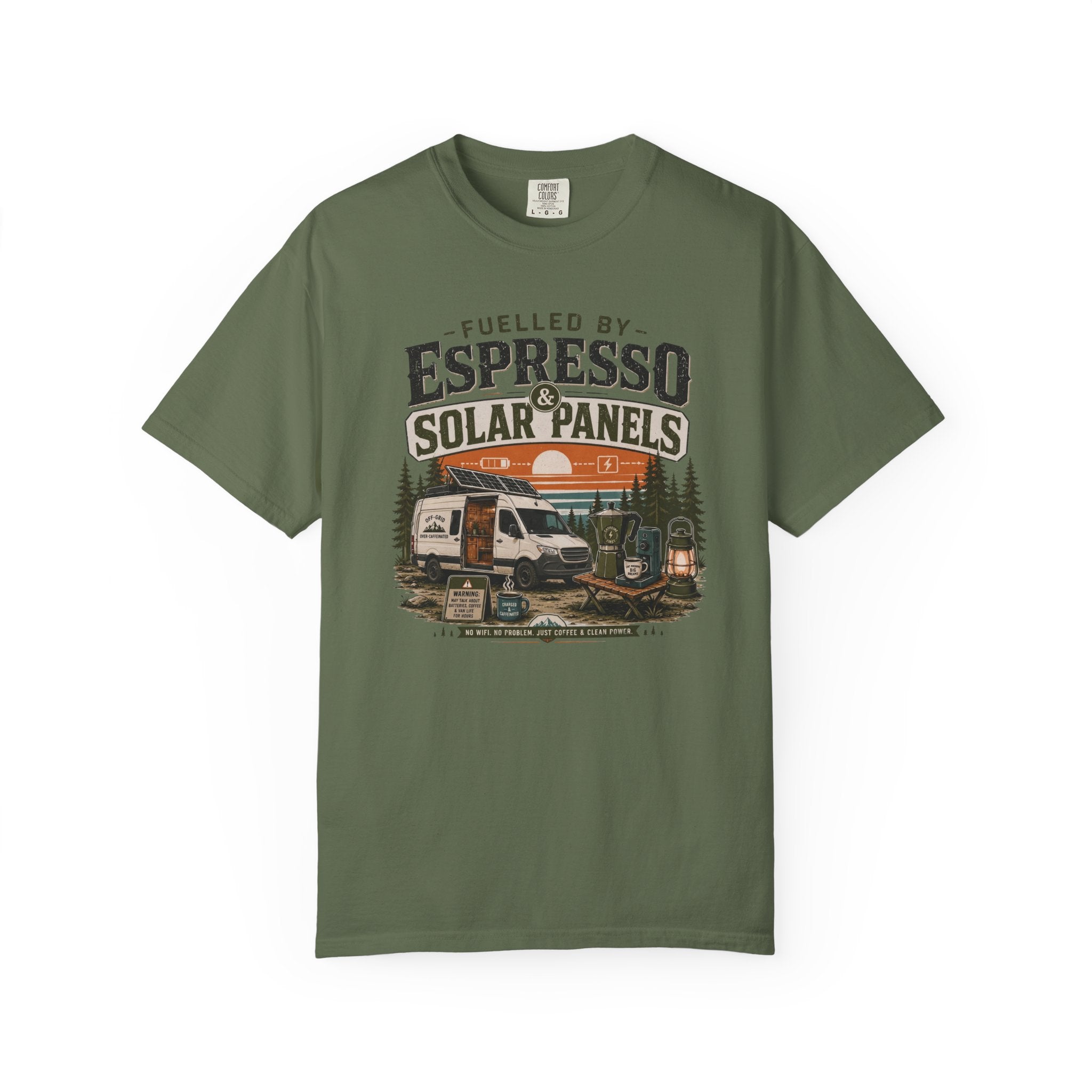 Fuelled By Espresso and Solar Panels - T-Shirt