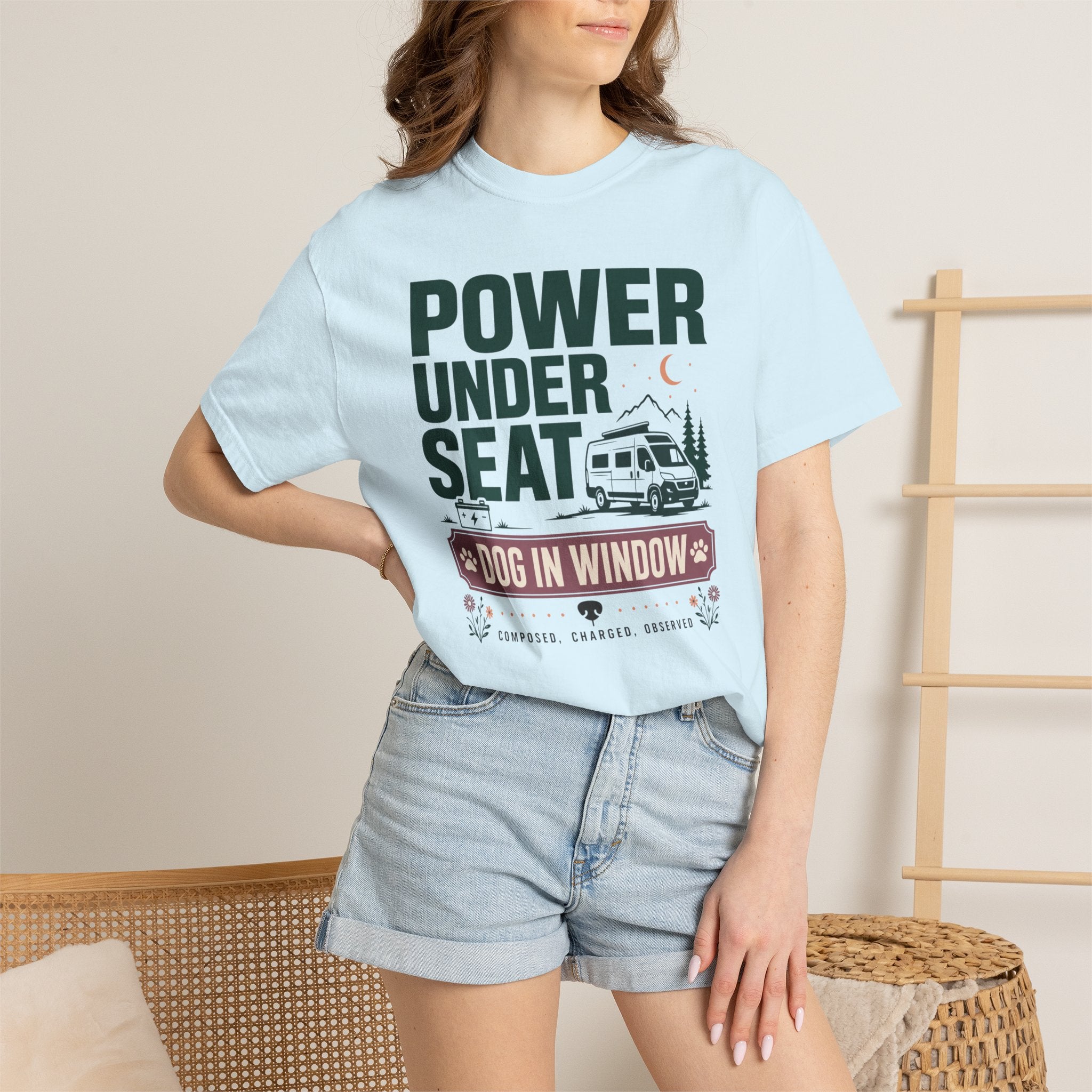 Power Under Seat Dog In Window - T-Shirt