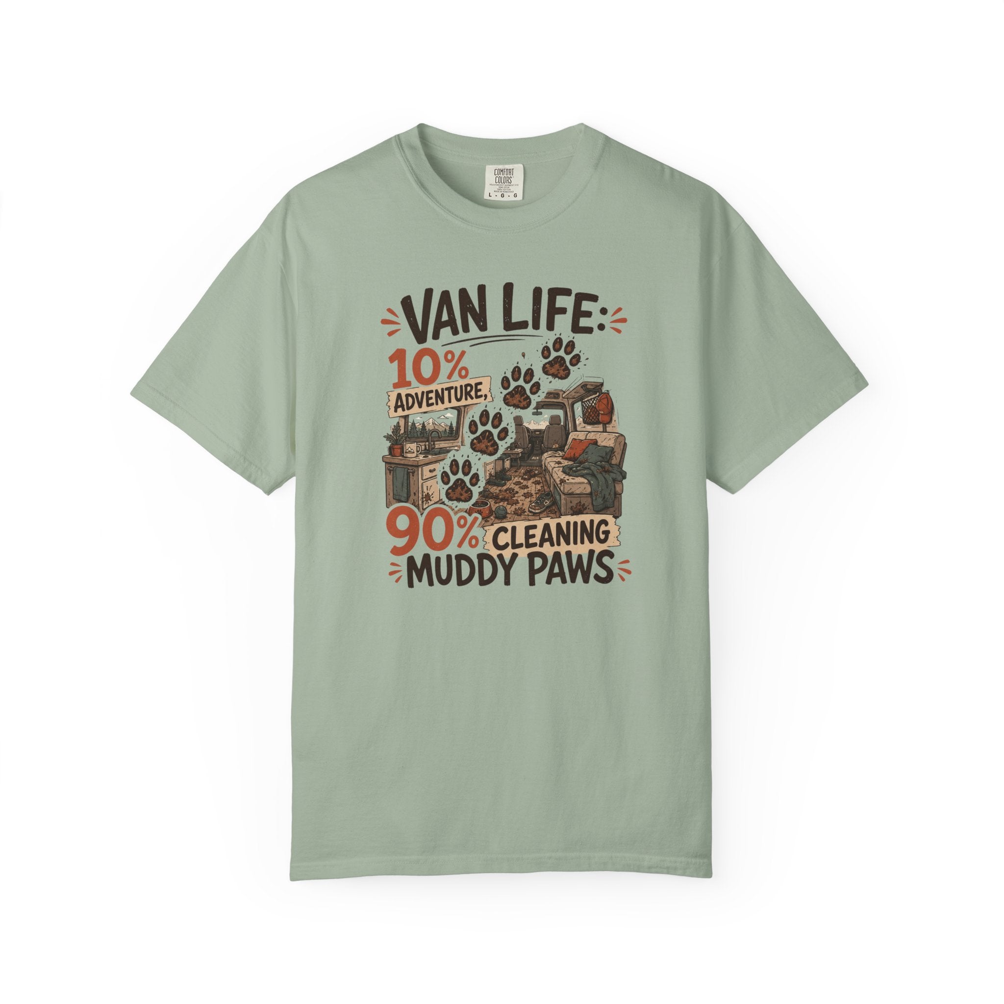 Van Life 10 Adventure 90 Cleaning Muddy Paws - T-Shirt