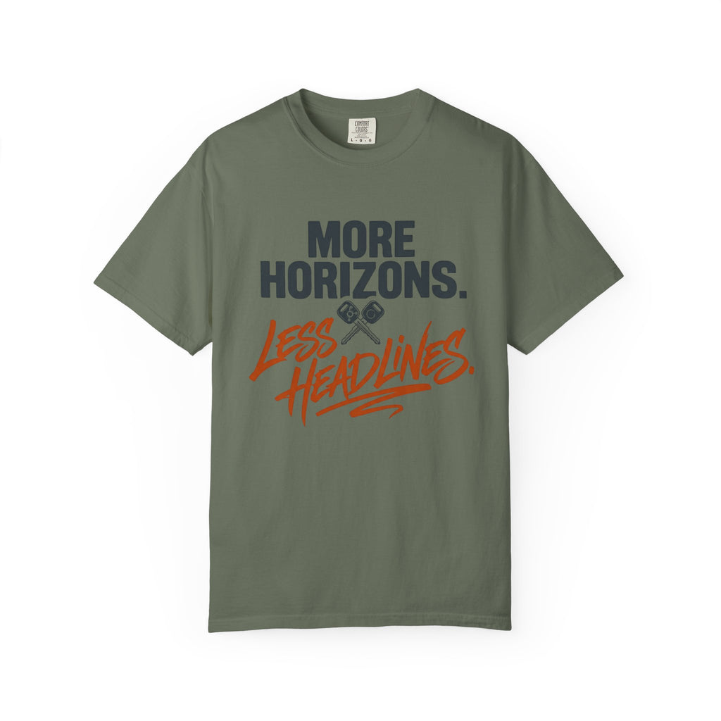 More Horizons Less Headlines - T-Shirt